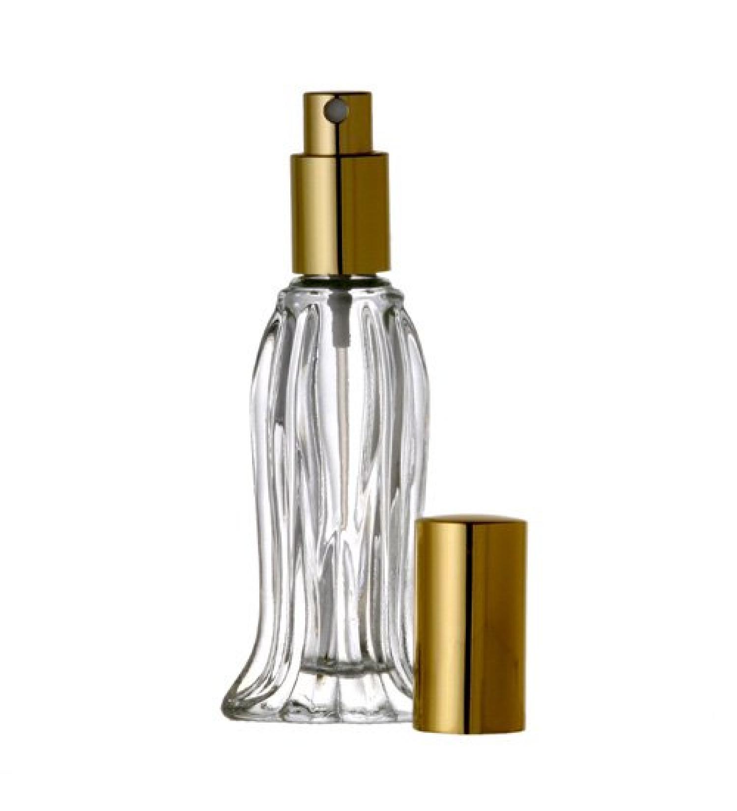 Fancy Glass Perfume Bottle Purse/Travel Atomizer with Gold Cap .6 oz by Grand Parfums