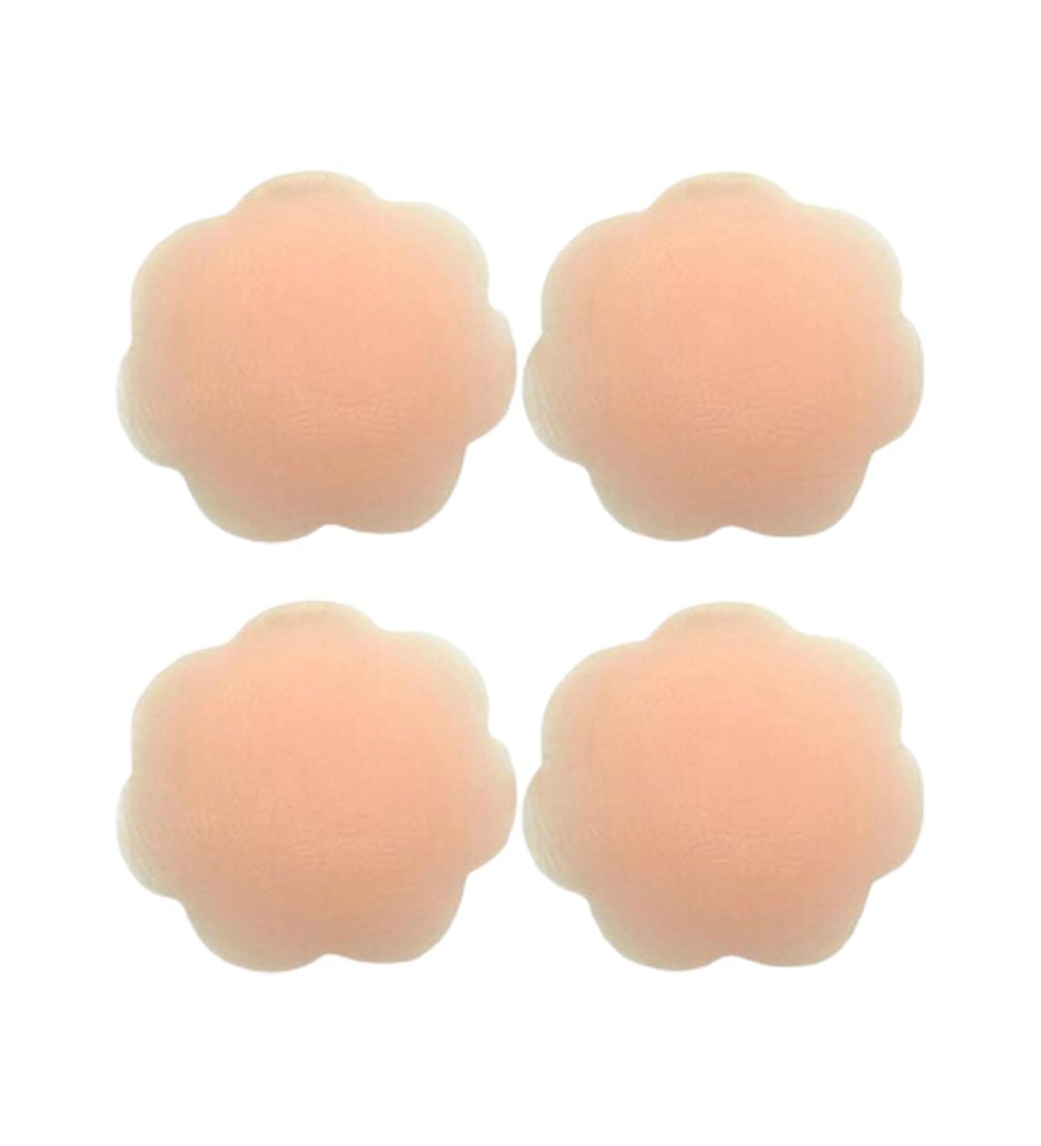 FZBNSRKO 2 Pairs Plum Blossom Silicone Nipple Covers - Reusable Adhesive Breast Pads for Women & Girls - Buy Online on GoSupps.com