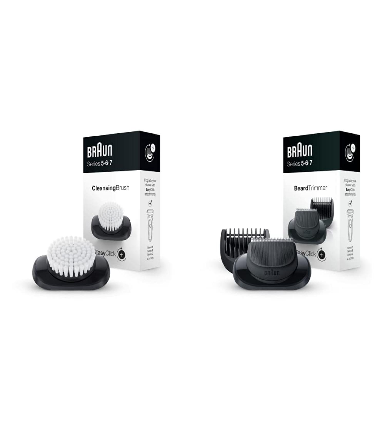 Buy Braun Easyclick Face Cleaning Brush & Beard Trimmer Attachment Bundle for Series 5 6 & 7 Electric Shavers | Compatible Versatile & International Shipping - Buy Online on GoSupps.com