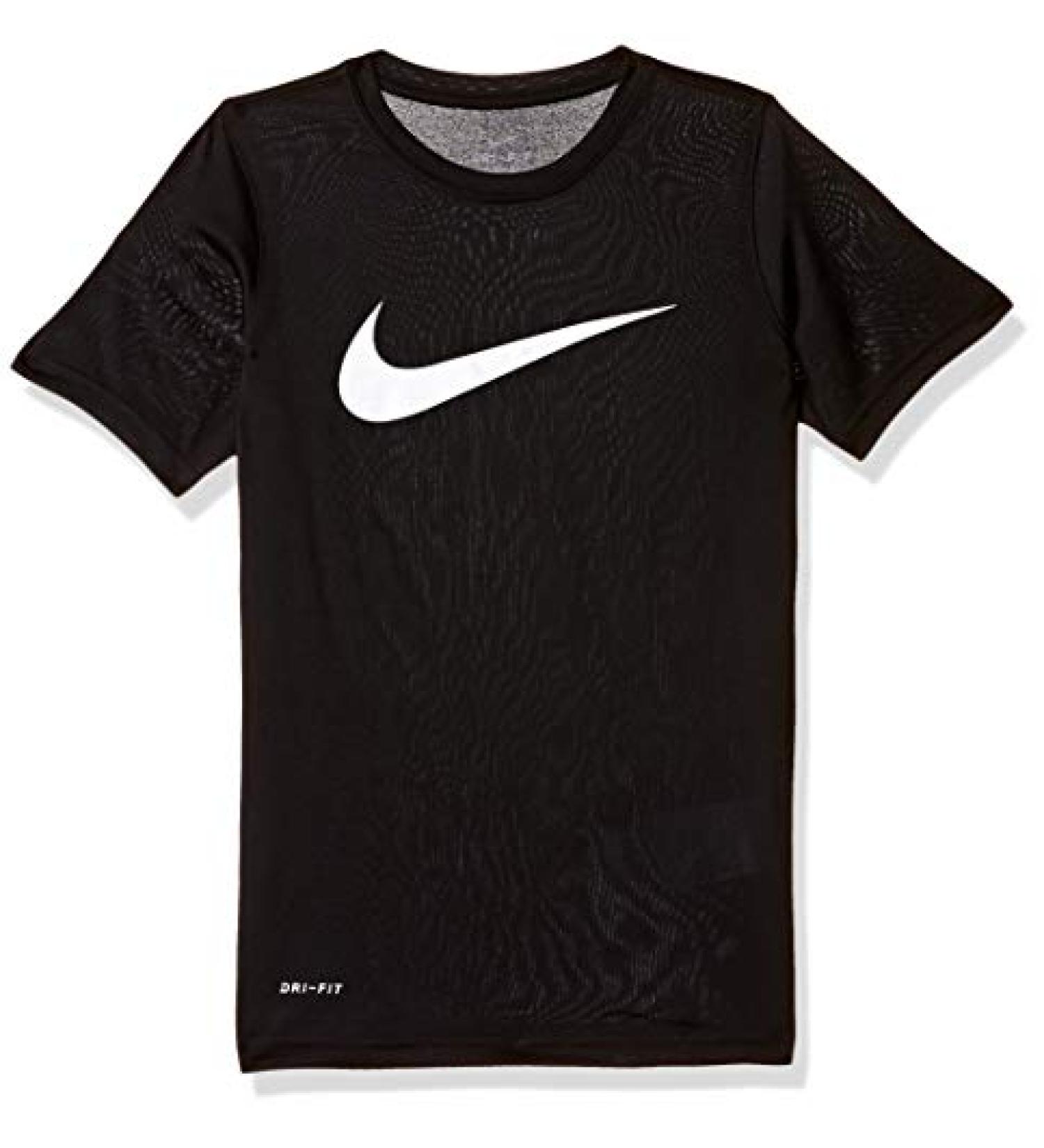NIKE Boys' Dry Short Sleeve Swoosh Tee - Large, Black/White - Buy Online on GoSupps.com