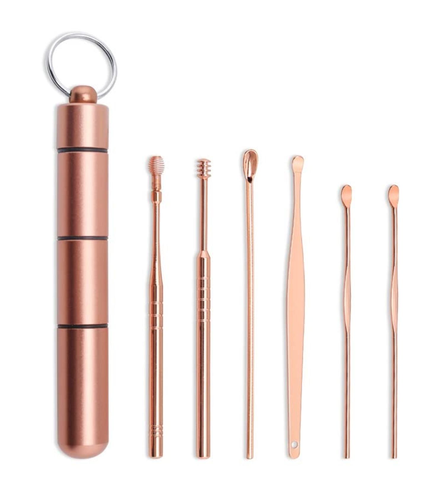 6Pcs Stainless Steel Ear Wax Pickers Set - Spiral Earpick Remover Curette Ear Pick Cleaner Spoon - Buy Online on GoSupps.com