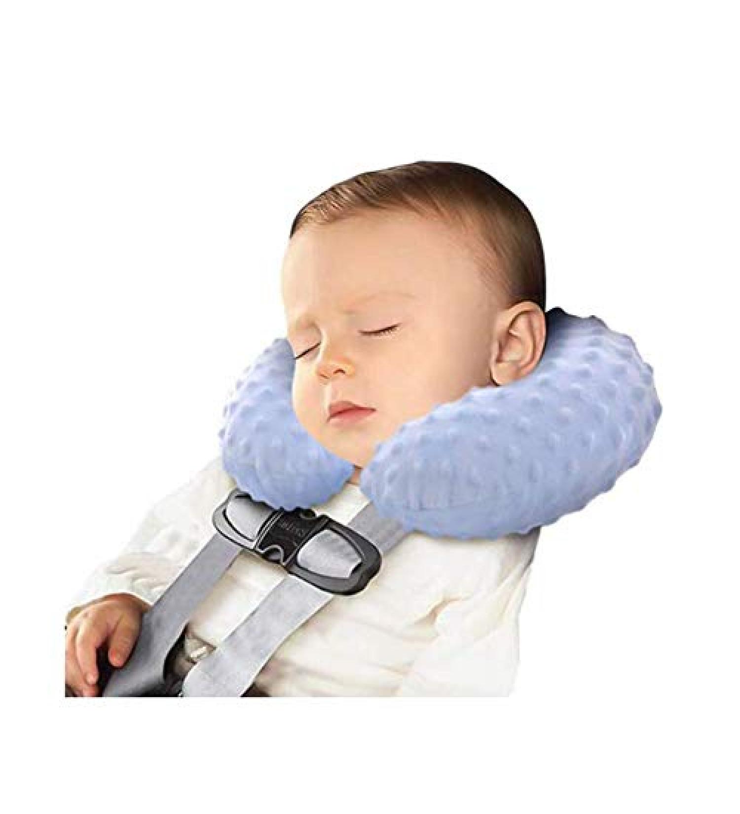Soft Inflatable Baby Travel Pillow for Kids 0-8 Years - Blue Neck Support Cushion for Car Seat, Airplane, Train - Toddler Infant Headrest - Buy Online on GoSupps.com