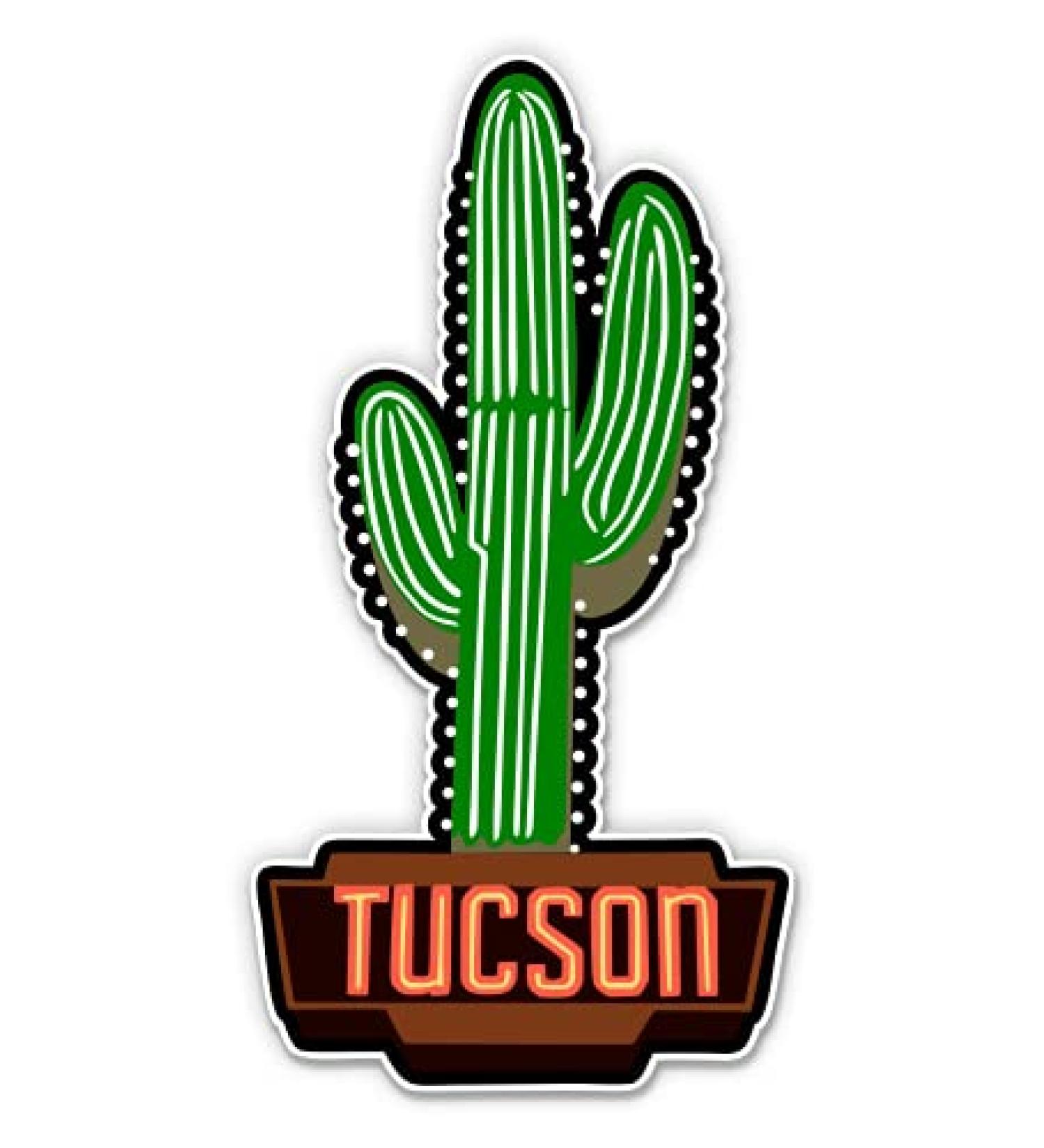 Tucson Cactus Arizona - 3" Vinyl Sticker - for Car Laptop Water Bottle Phone - Waterproof Decal