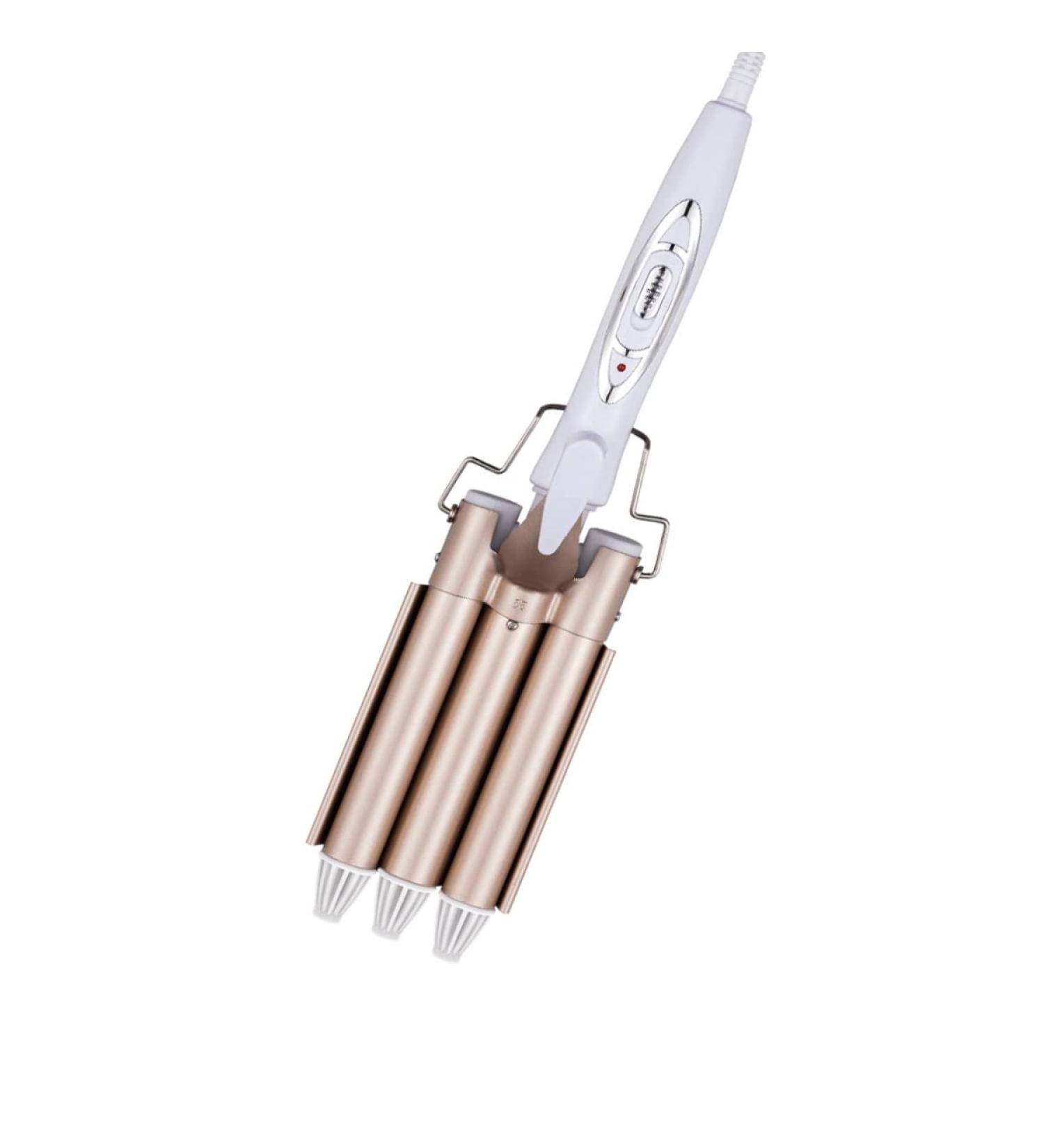 Professional Perm Splint Hair Wave Wand - Tourmaline Ceramic Triple Barrel Crimper with Fast Heating & Adjustable Temperature for Perfect Waves - Buy Online on GoSupps.com