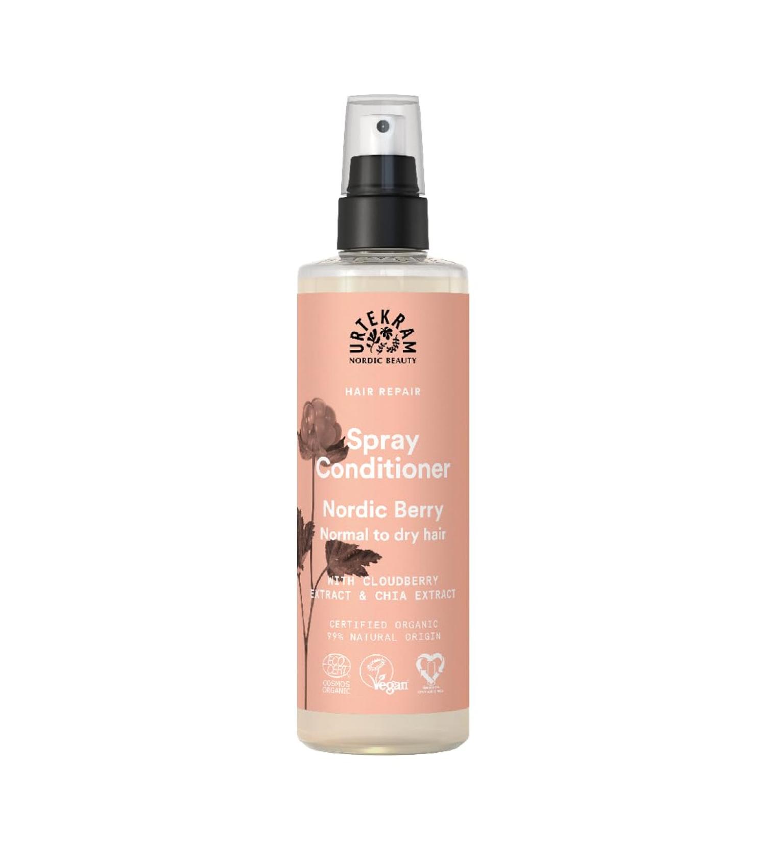Urtekram Nordic Berry Spray D m lant Soin Sans Rin age pour Cheveux Normaux Secs Avec Chia Aloe Vera & M re Arctique Vegan & Naturel 250 ml Baie nordique - Buy Online on GoSupps.com