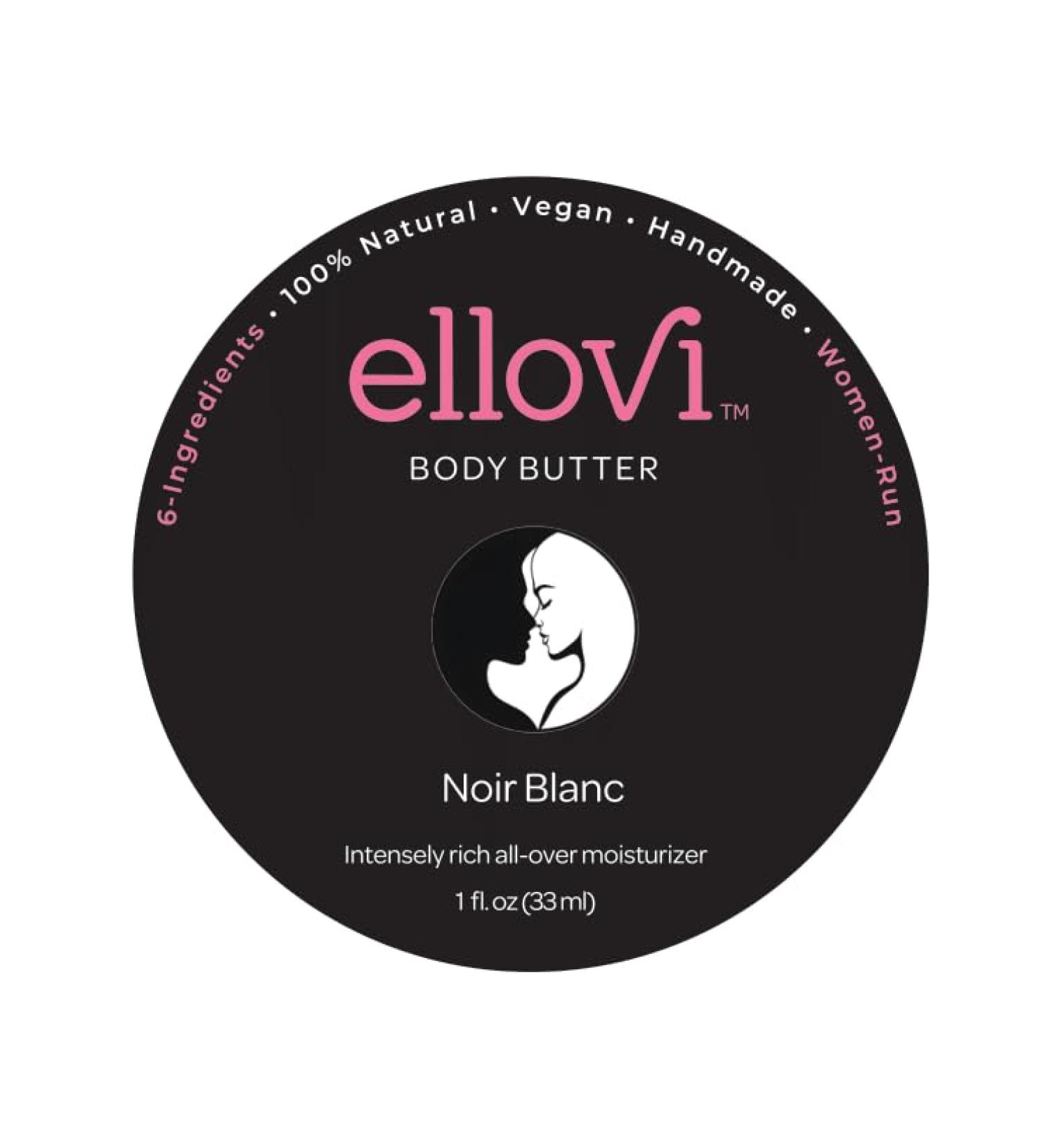 Ellovi All-Natural Unisex Body Butter - Noir Blanc - Pure Enough to Eat - Made With Just 6 Vegan Ingredients - 100% Plant-Based Hydrating Moisturizer For Naturally Healthy Skin (1 fl. oz/33ml) - Buy Online on GoSupps.com