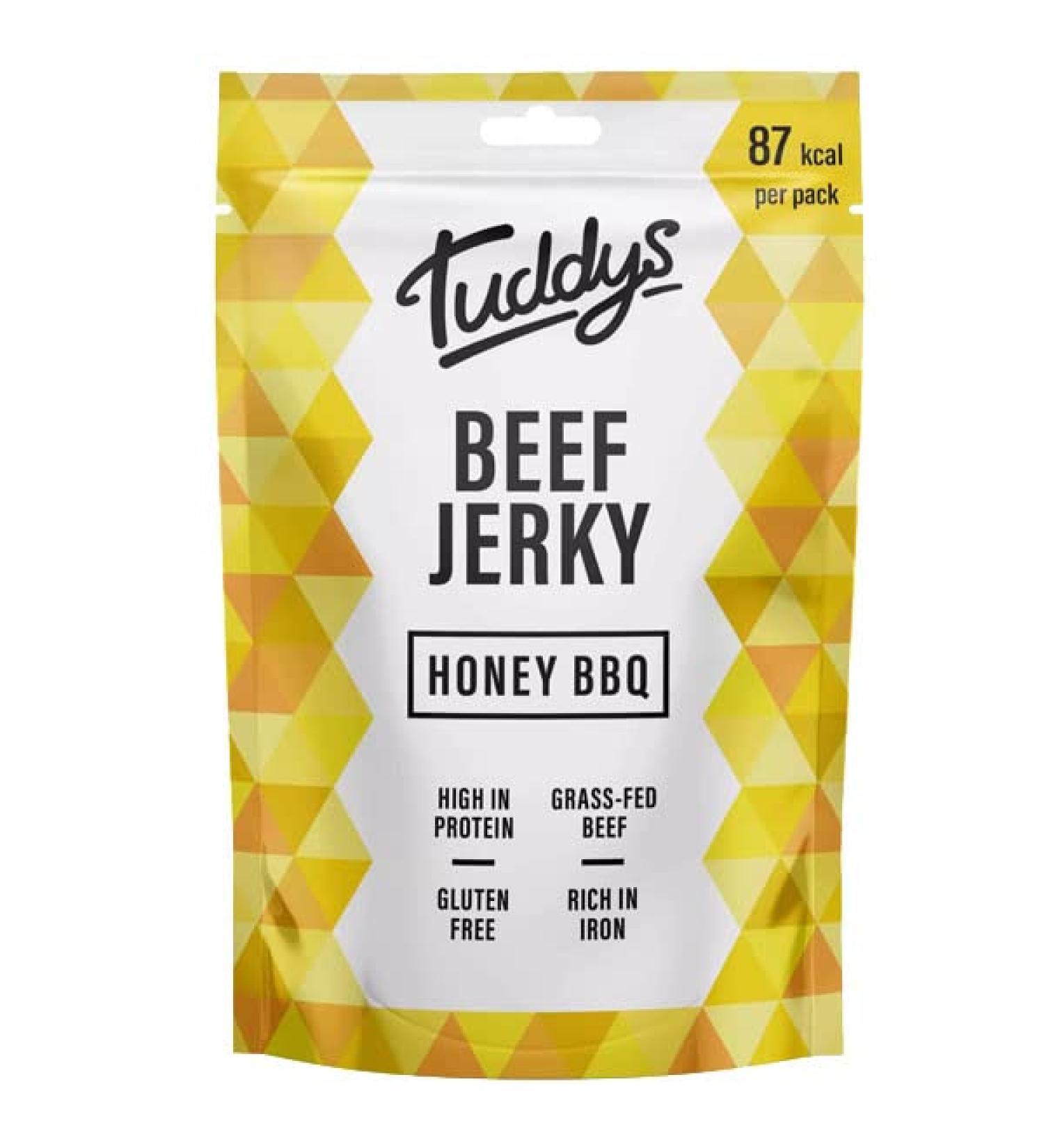 Tuddys Snacks Beef Jerky 12x28g Honey BBQ