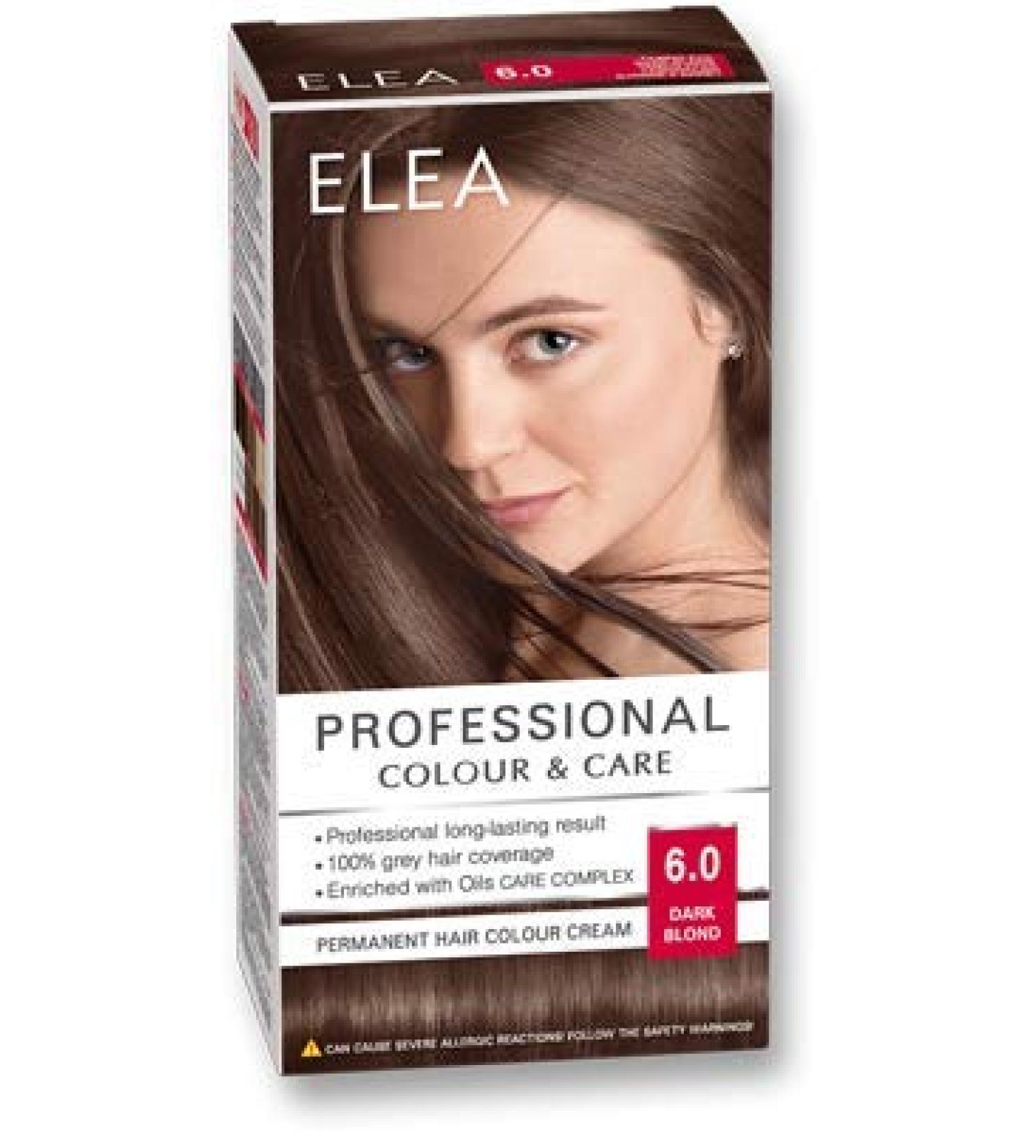 ELEA PROFESSIONAL CREME DE COLORATION PERMANENTE POUR CHEVEUX 6.0 BLOND FONC AVEC COMPLEXE DE SOIN D'HUILES