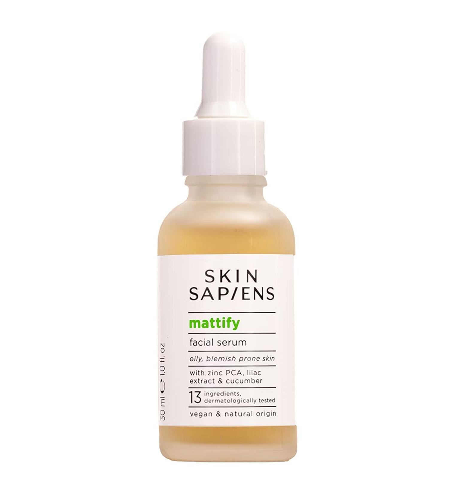 SKIN SAPIENS MATTIFY Facial Serum with Zinc PCA and lilac extract Reduces Oiliness natural Ecocert Cosmos for men and women Cruelty Free and Vegan Skincare for Oily or Blemish-Prone Skin 30 ml. - Buy Online on GoSupps.com