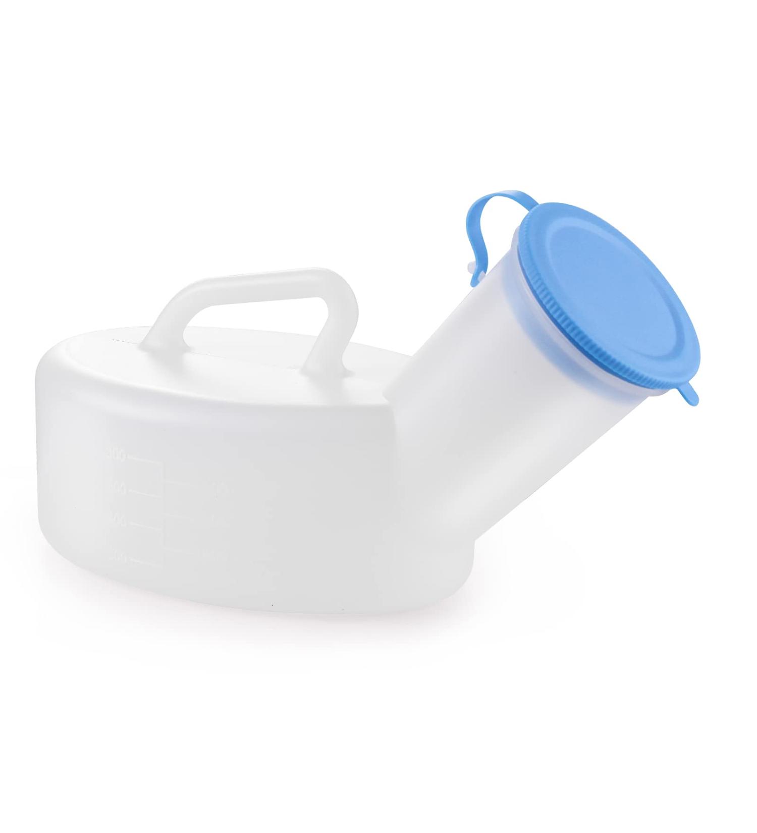 AWOKEN Reusable Men's Urinal - 30oz 800ML Wide Base, Spill Proof, Portable Travel Pee Bottle - White and Blue - Buy Online on GoSupps.com