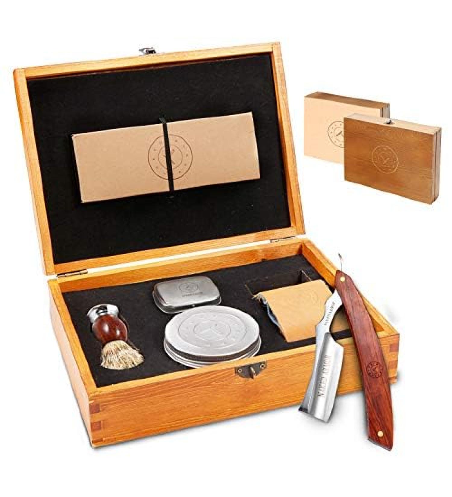 Buy Naked Armor Straight Razor Kit | Shave-Ready Japanese Stainless Steel | Complete Men's Shaving Kit for Beginners | Includes Soap Brush Strop & Gift Box - Buy Online on GoSupps.com
