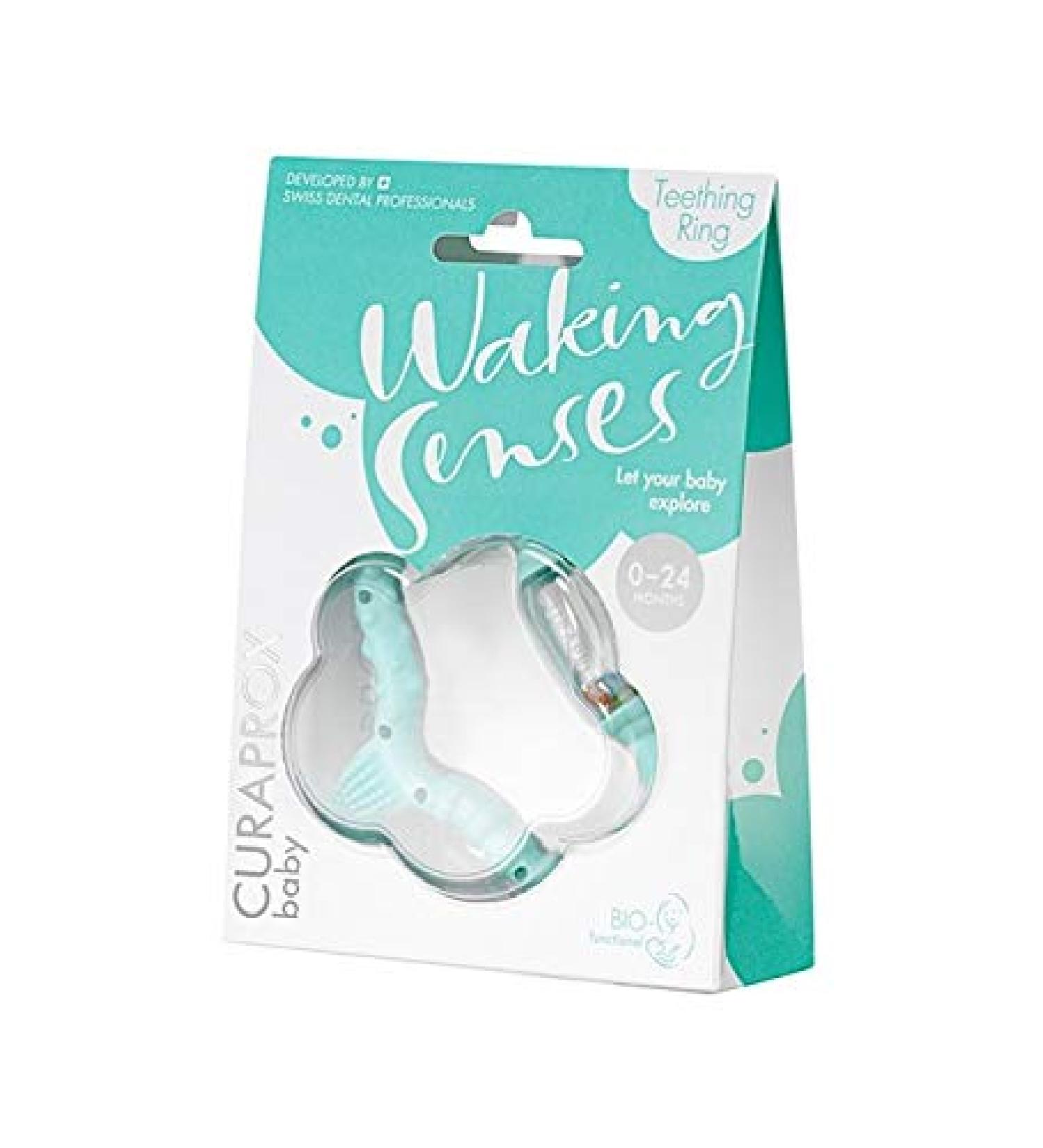 Curaprox Turquoise Baby Bite Ring with Rattle & Learning Toothbrush - BPA-Free Teething Toy 1 Piece for Baby's Dental Care - Buy Online on GoSupps.com