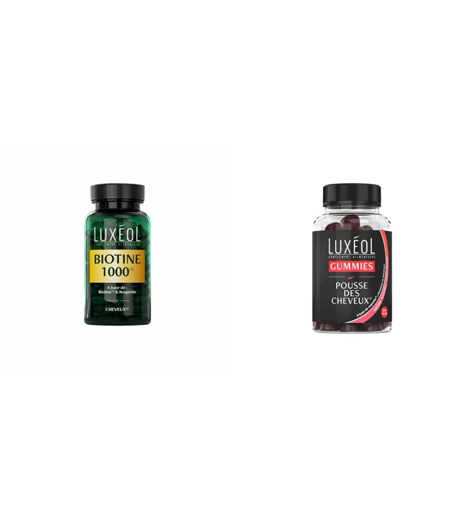 Lux ol Biotine 1000 g Favorise la Pousse des Cheveux Made in France 90 G lules 28 6 g & Gummies Pousse Cheveux - Stimulation Du Bulbe Capillaire - Ar me Naturel Go t Fraise - 60 Gummies - Buy Online on GoSupps.com