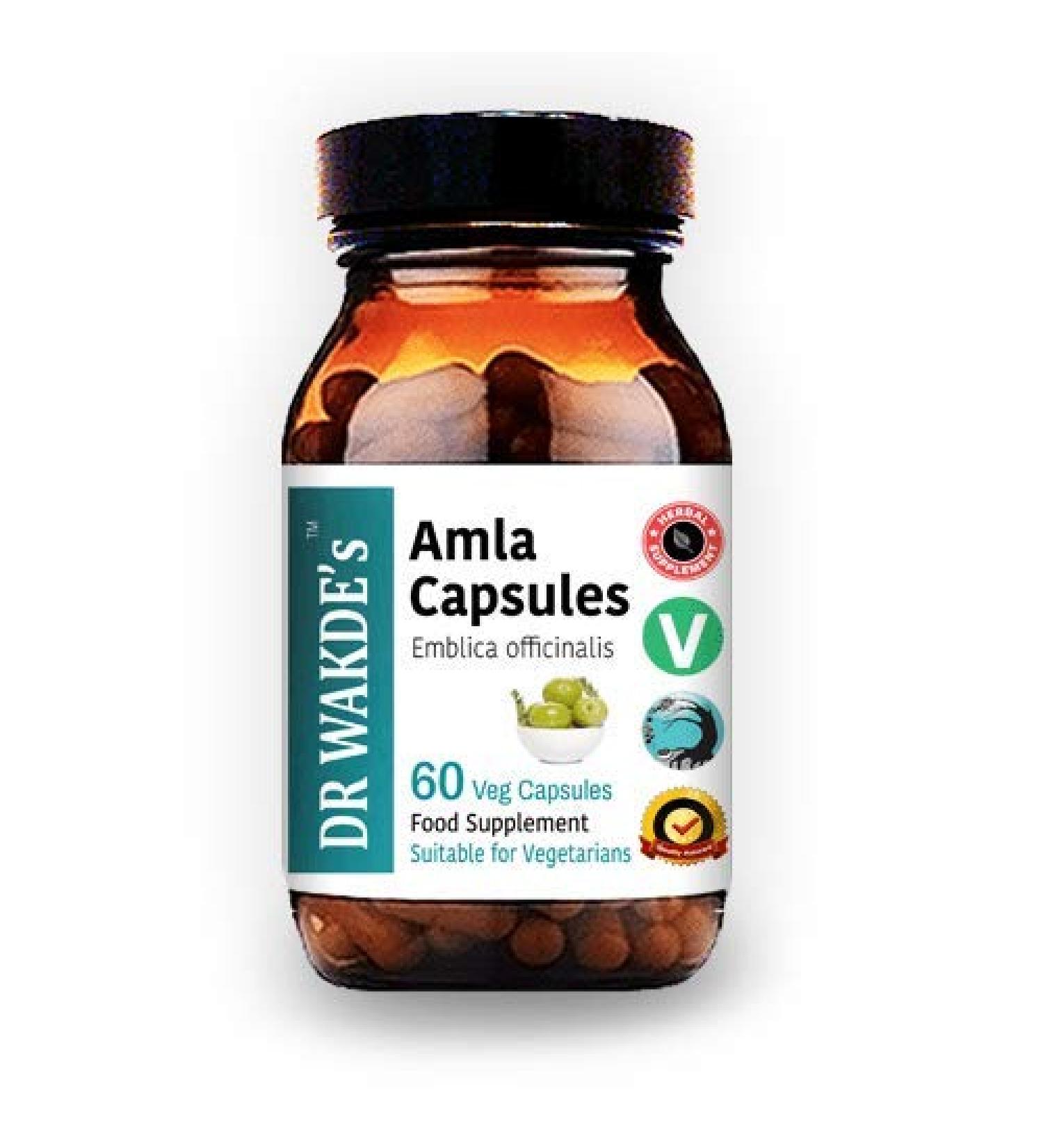DR WAKDE'S Amla Capsules (Amalaki Indian Gooseberry Emblica officinalis 60 Veg Caps Plant-Based Supplement Ayurvedic Herb All Natural Vegan) - Buy Online on GoSupps.com
