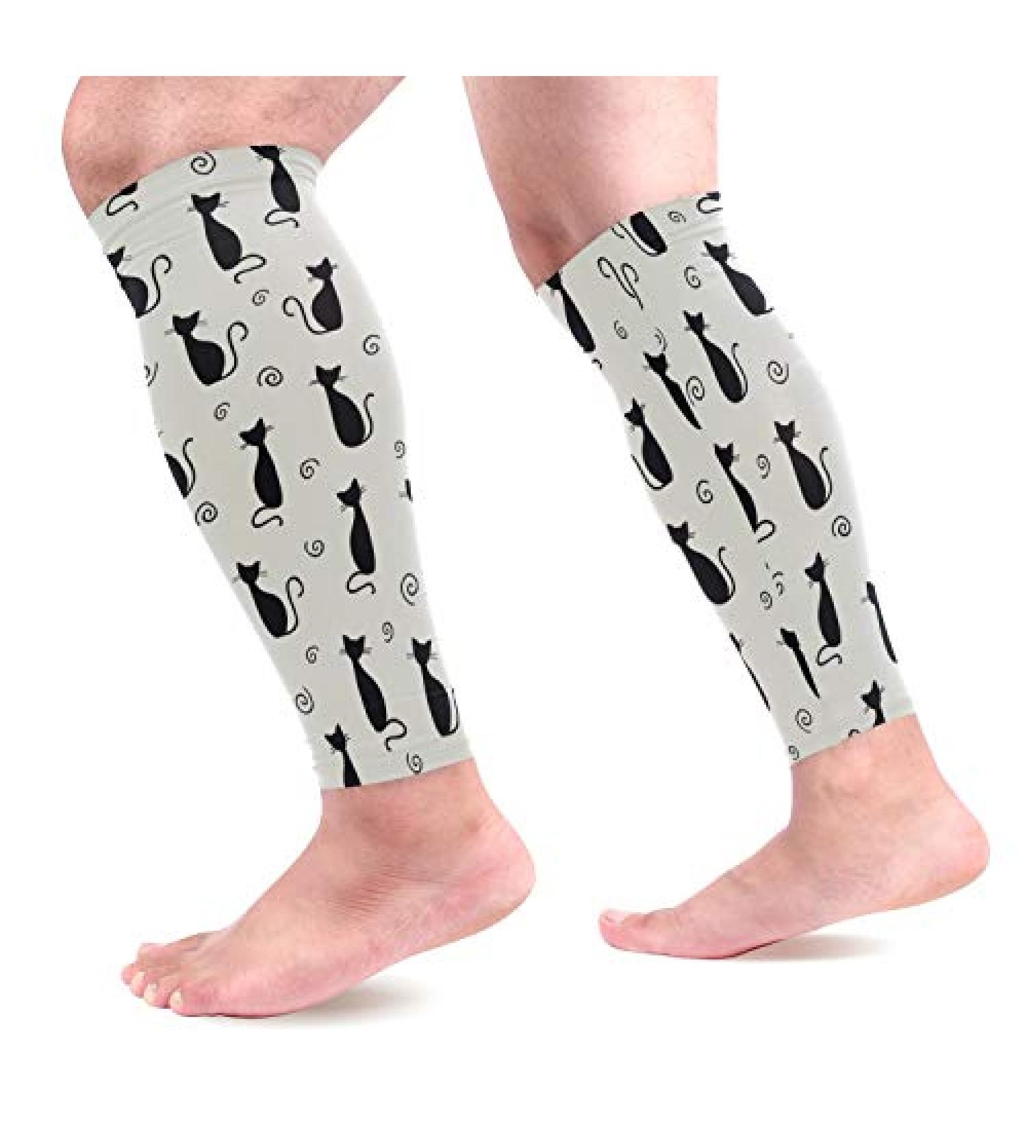 Visesunny Black Cat Compression Leg Sleeves - Shin Splint & Calf Pain Relief for Men, Women, Runners & Youth - Buy Online on GoSupps.com