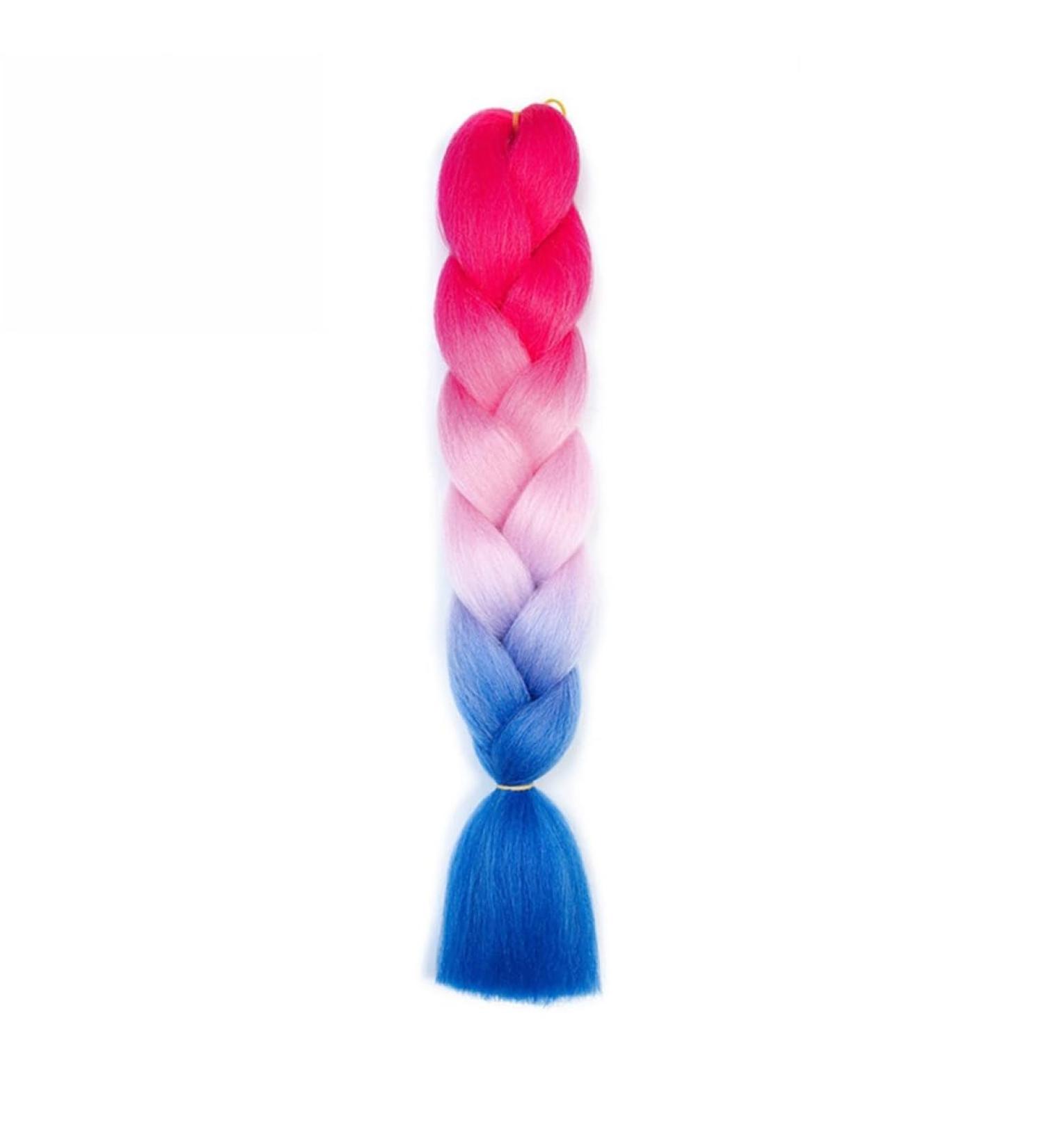 Jumbo Braids Hair Extensions Blue Light Purple Pink Colorful braided hair 24" Colorful Jumbo Braiding Afro Braids Crochet Twists Hair for Braiding Extensions Synthetic Hair (Color : G) - Buy Online on GoSupps.com