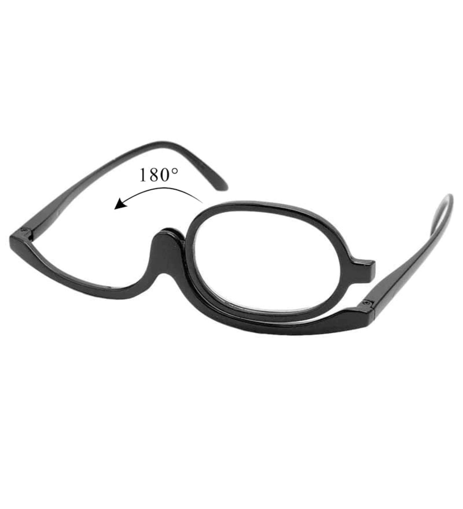 Clear Make Up Glasses Flip Up Lens Magnifying Eyeglasses Eye Makeup Glasses for Women (Black 1.0) Black 1.0 - Buy Online on GoSupps.com
