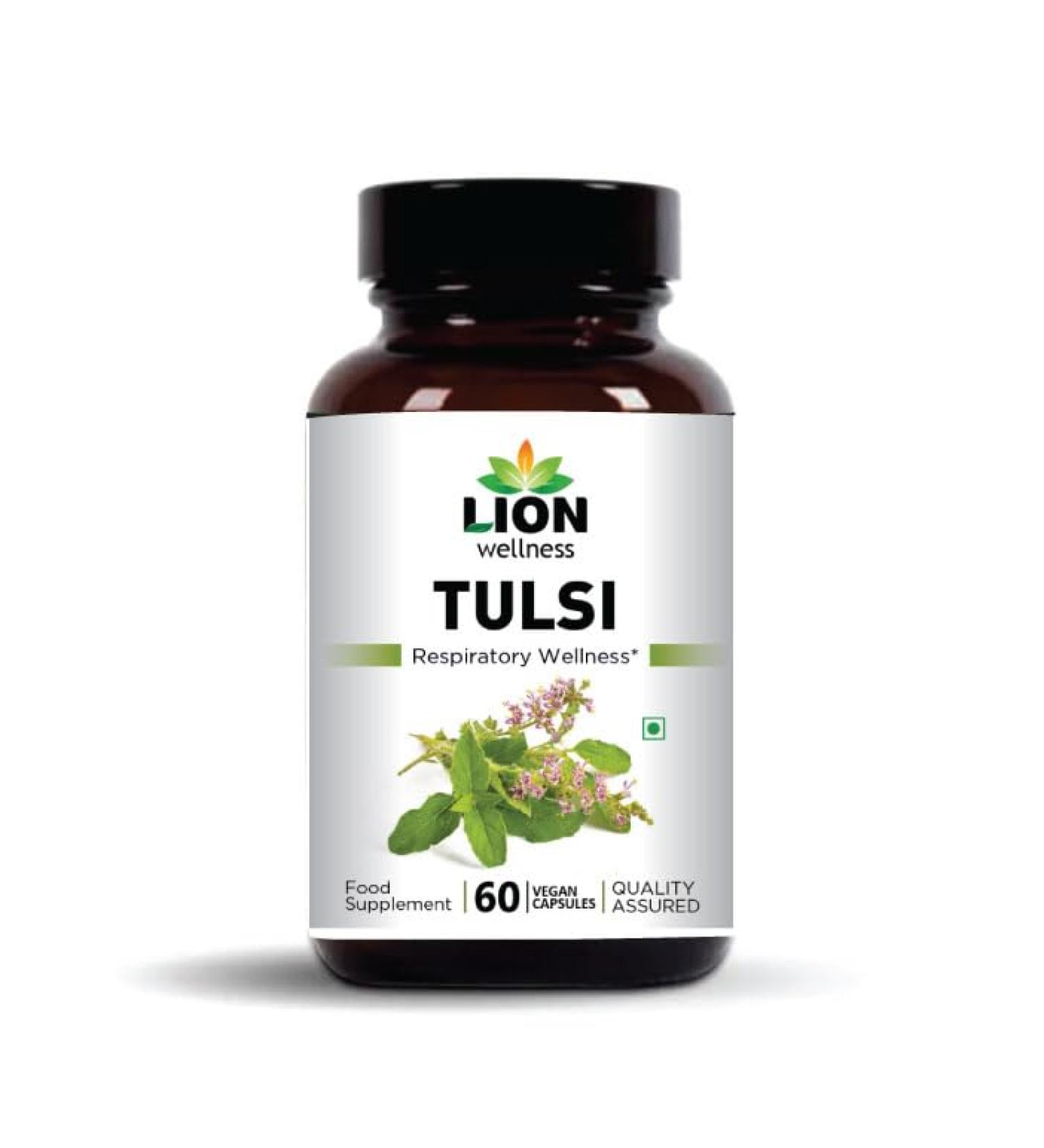 Lion Wellness Tulsi Herbal Supplement Capsules Organic and Vegan 3.5 Oz