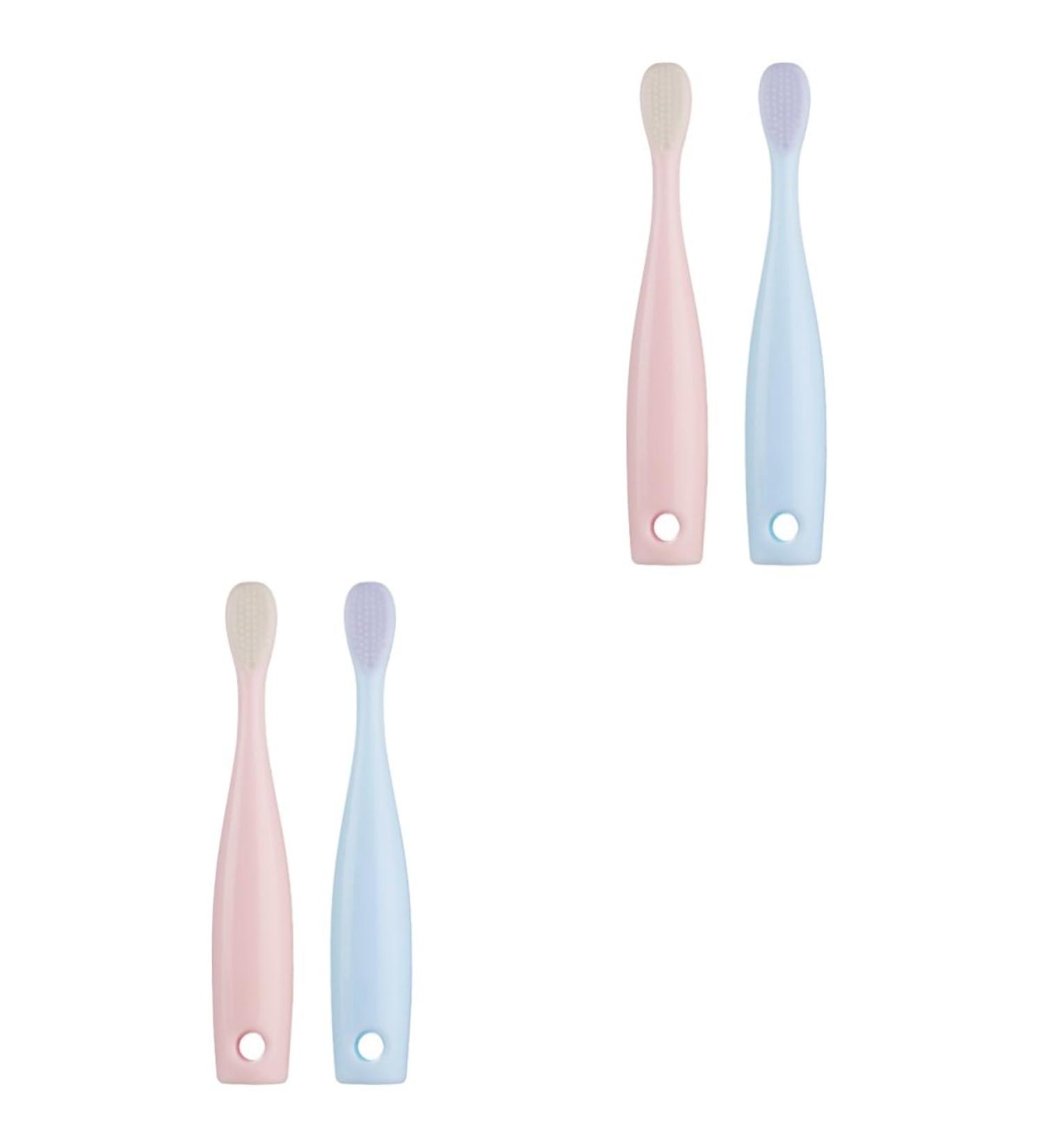 Healvian Baby Toothbrush Set - 4 Gentle Toothbrushes for Children & Babies with Soft Bristles - Tongue Cleaner for Dental Care - Safe Durable & Easy to Use - Buy Online on GoSupps.com