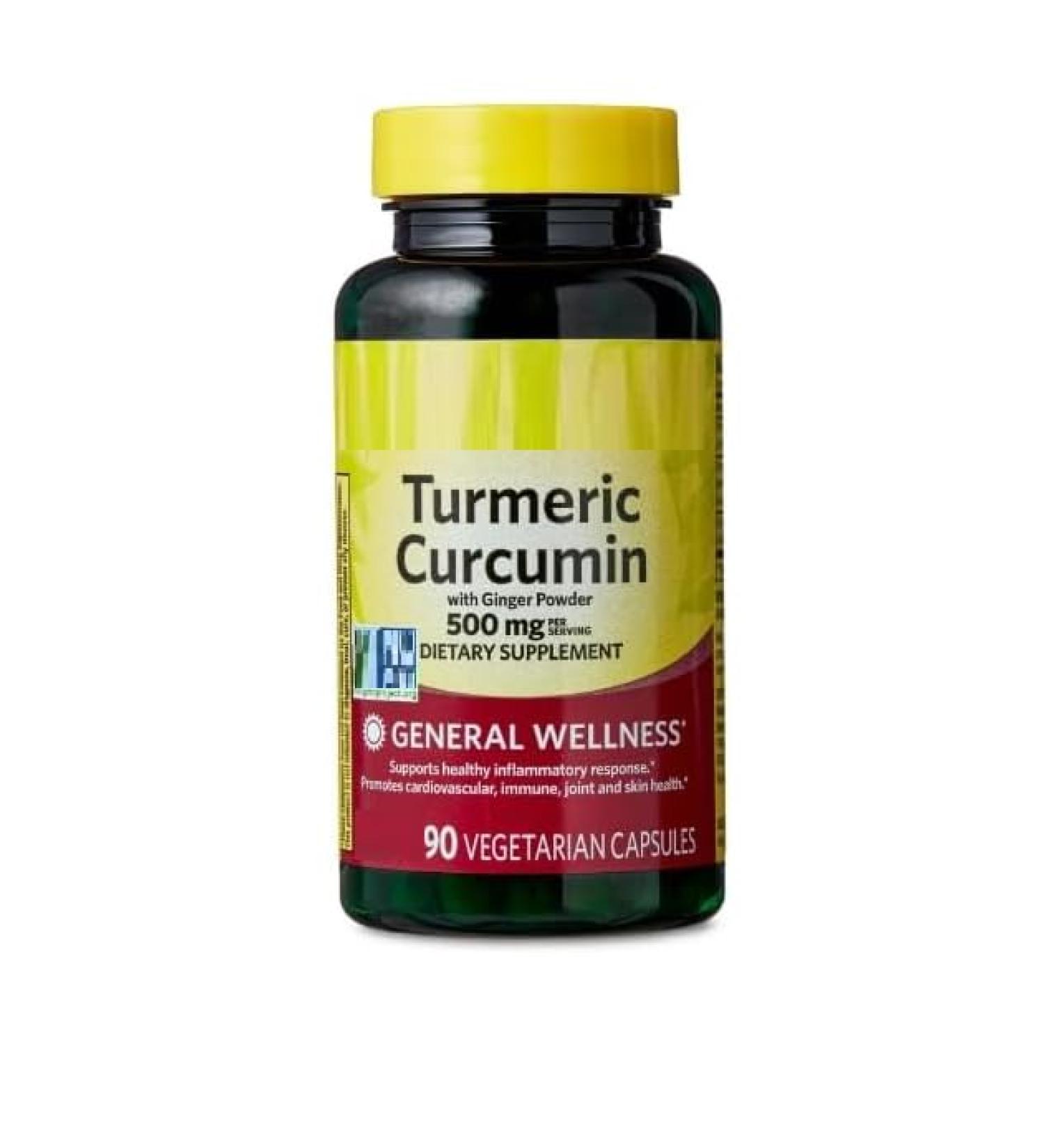 SEDLAV Turmeric Curcumin with Ginger Powder General Wellness Dietary Supplement Vegetarian Capsules 500 mg 90 Count + Sticker Combined Botanical Blend in Daily Capsule Format