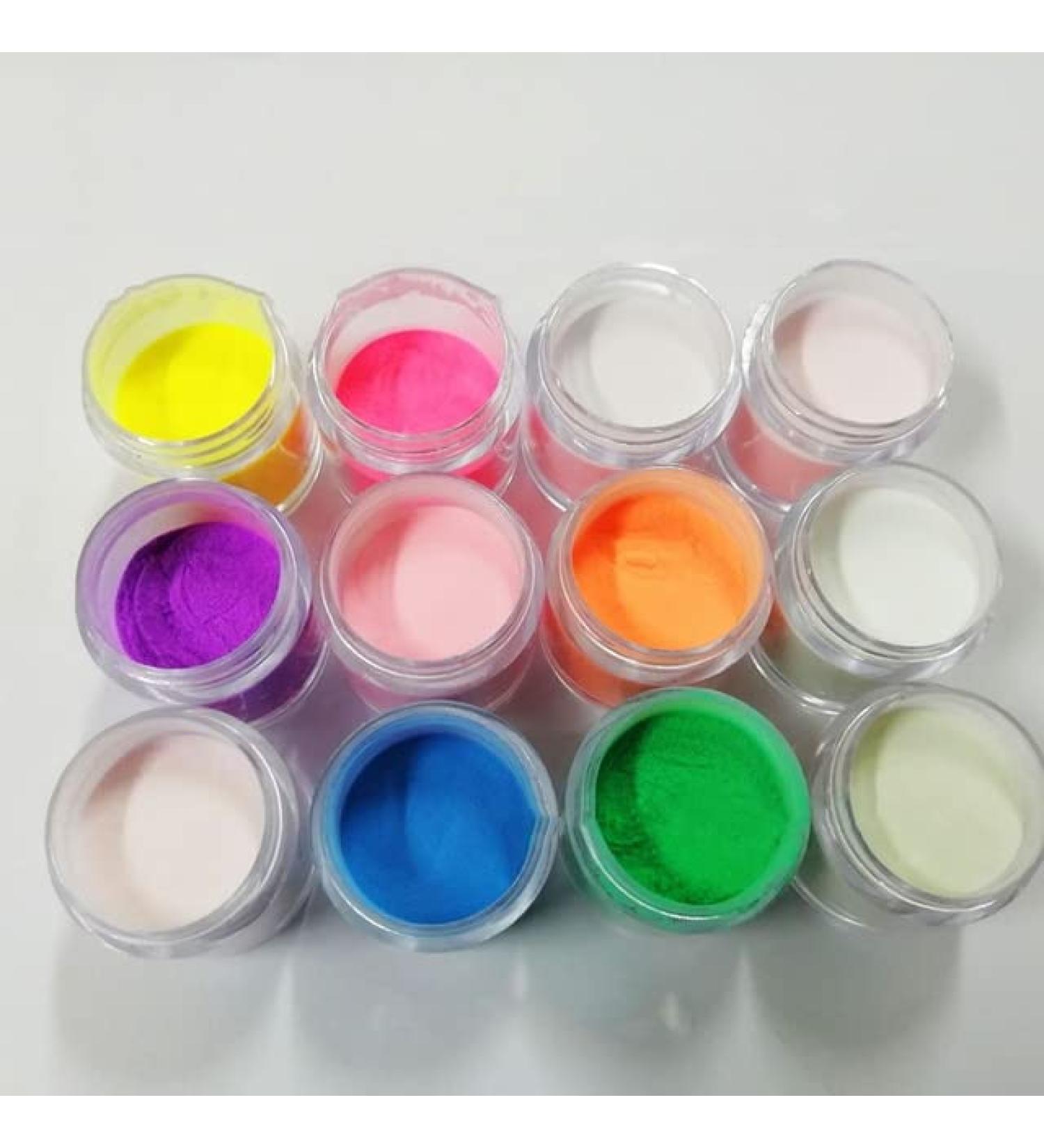 Glow in The Dark Acrylic Powder &Dipping Powder 12 Luminous Polymer Powder 12pcs Glow in The Dark Pigment Powder Acrylic 10g/jar - (Color: 12colors) - Buy Online on GoSupps.com