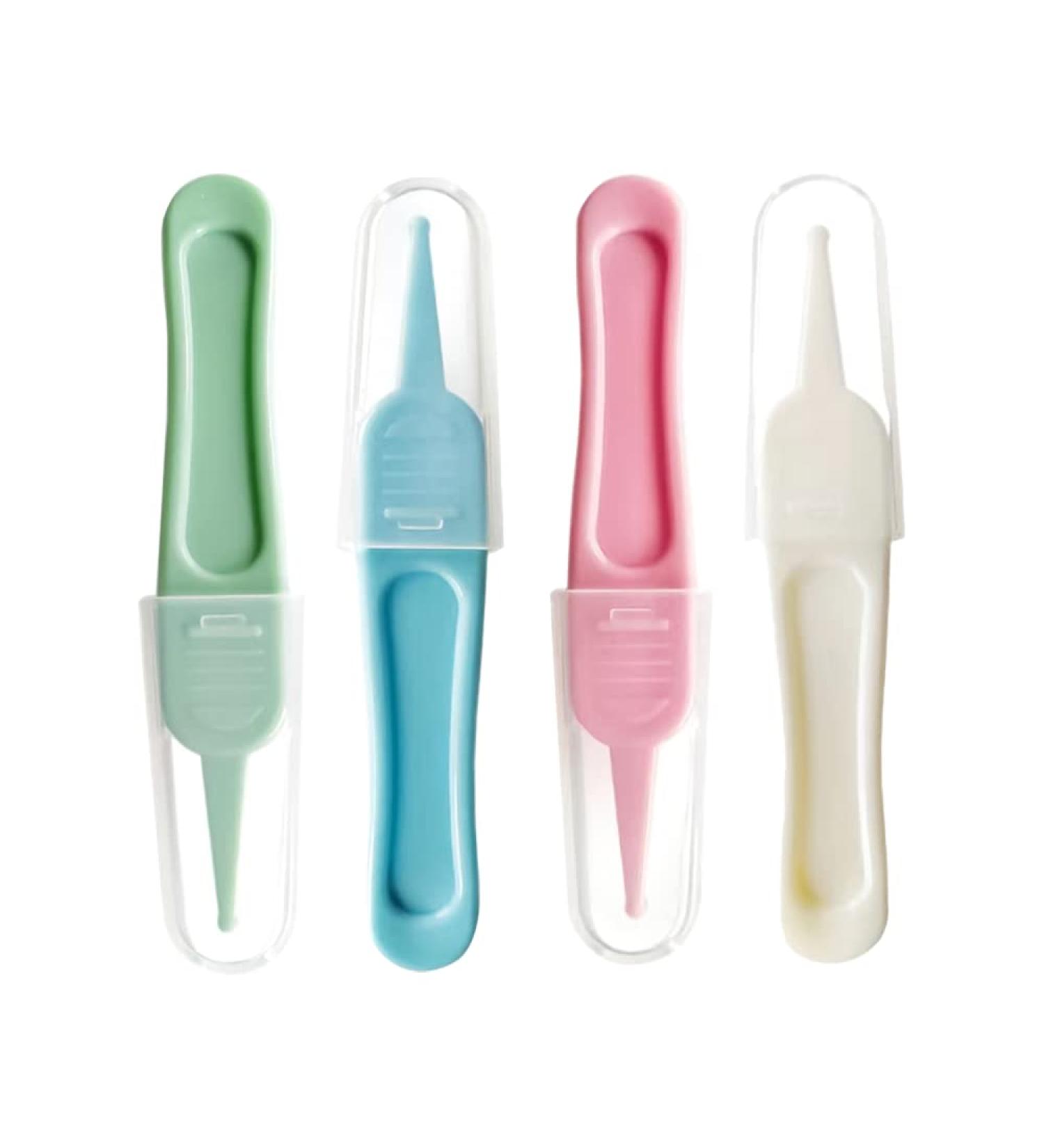 Baby Nose Tweezers Set - Nasal and Ear Cleaning Clip, 4 Pcs Plastic Round-Head Tweezers for Nasal Cavity - Gentle Baby Care Tool - Buy Online on GoSupps.com