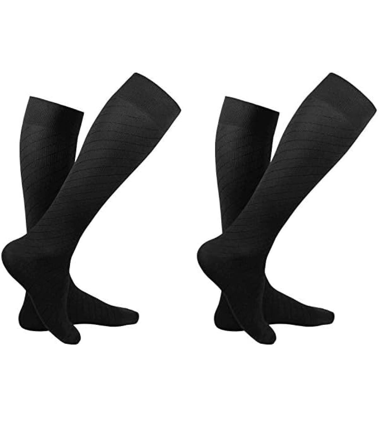 Truform Travel Compression Socks for Men & Women - 15-20 mmHg Knee High Black Small (Pack of 2) - Best for Travel & Leg Health - Buy Online on GoSupps.com