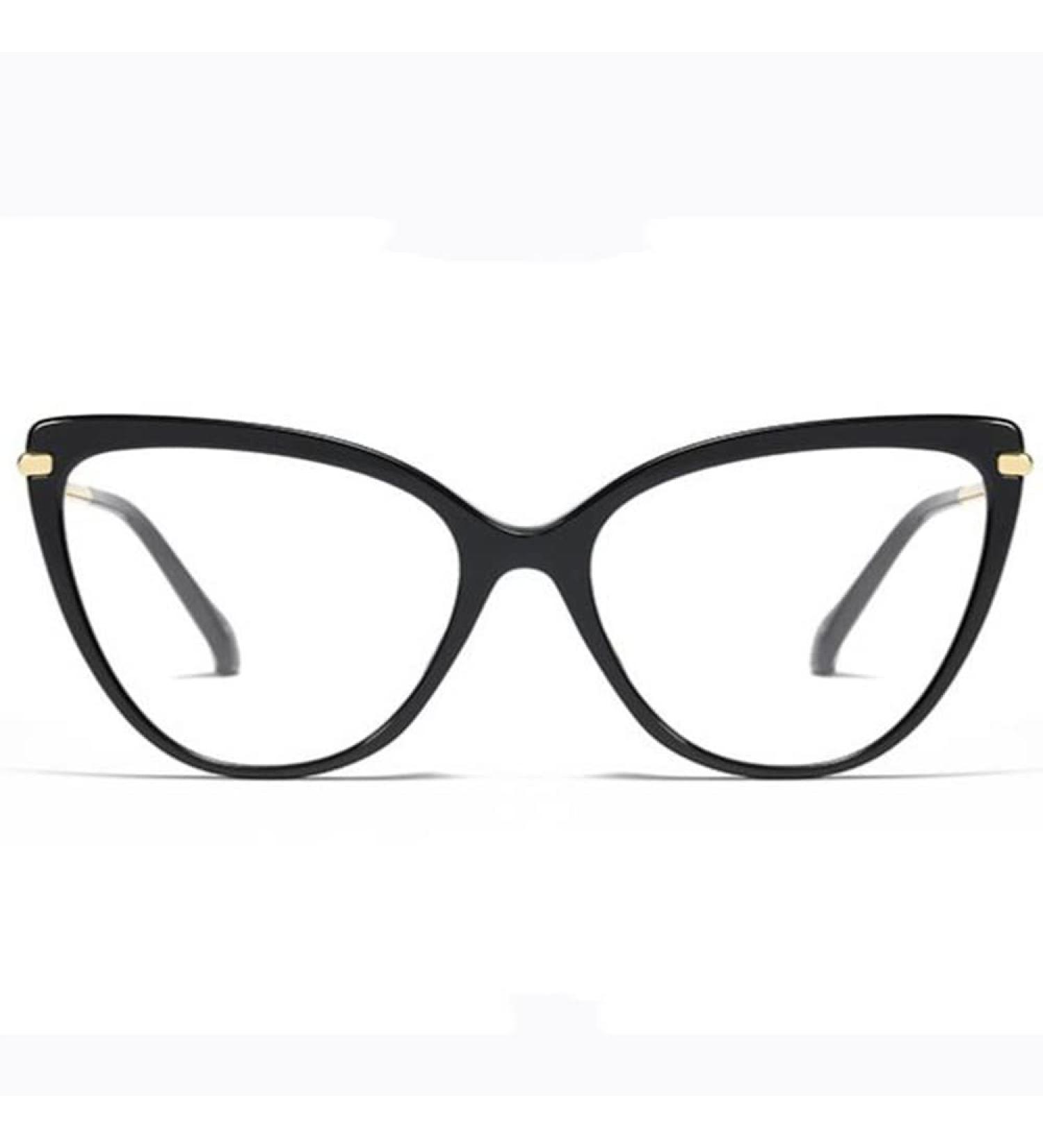 Buli Cat Eye Reading Glasses for Women - Oversized Tortoise Prescription Glasses (+0.75) with Spring Hinge - Stylish Black Frame - Buy Online on GoSupps.com