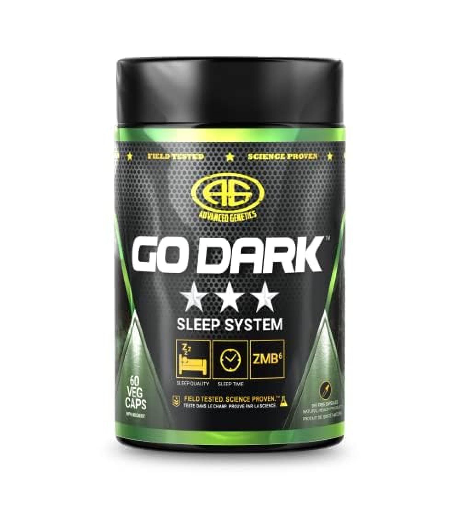 Advanced Genetics Go Dark Sleep Aid with ZMA 5HTP Valerian Root and Theanine Full Month Supply (60 Caps) - Buy Online on GoSupps.com