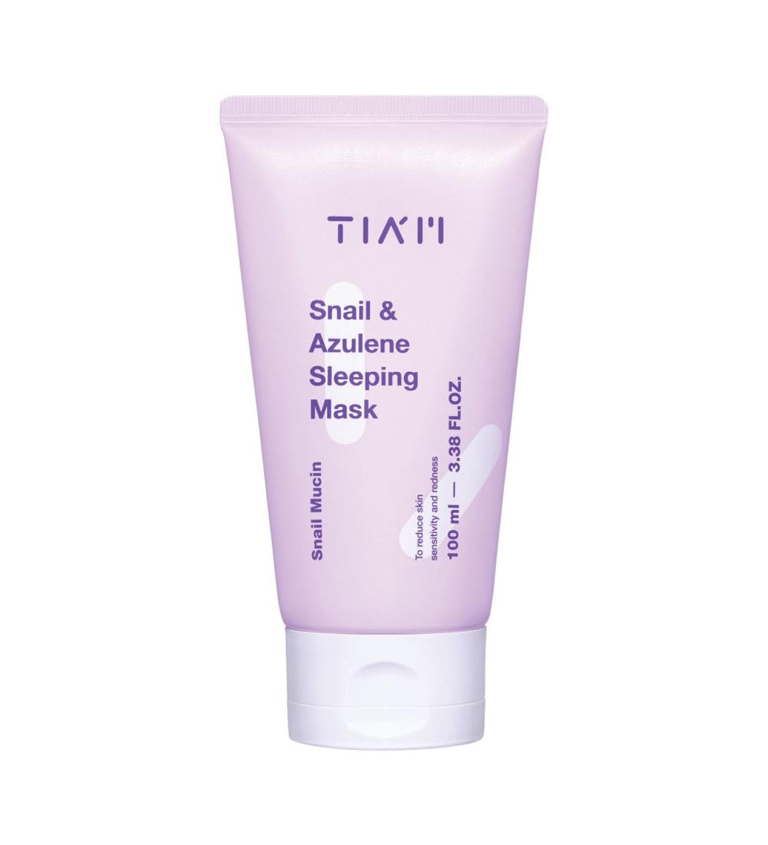 TIAM Snail & Azulene Sleeping Mask 92% Snail Mucin Cream For Dry Sensitive Skin Repair Damaged Skin Not Tested on Animals (100ml / 3.38Fl Oz)