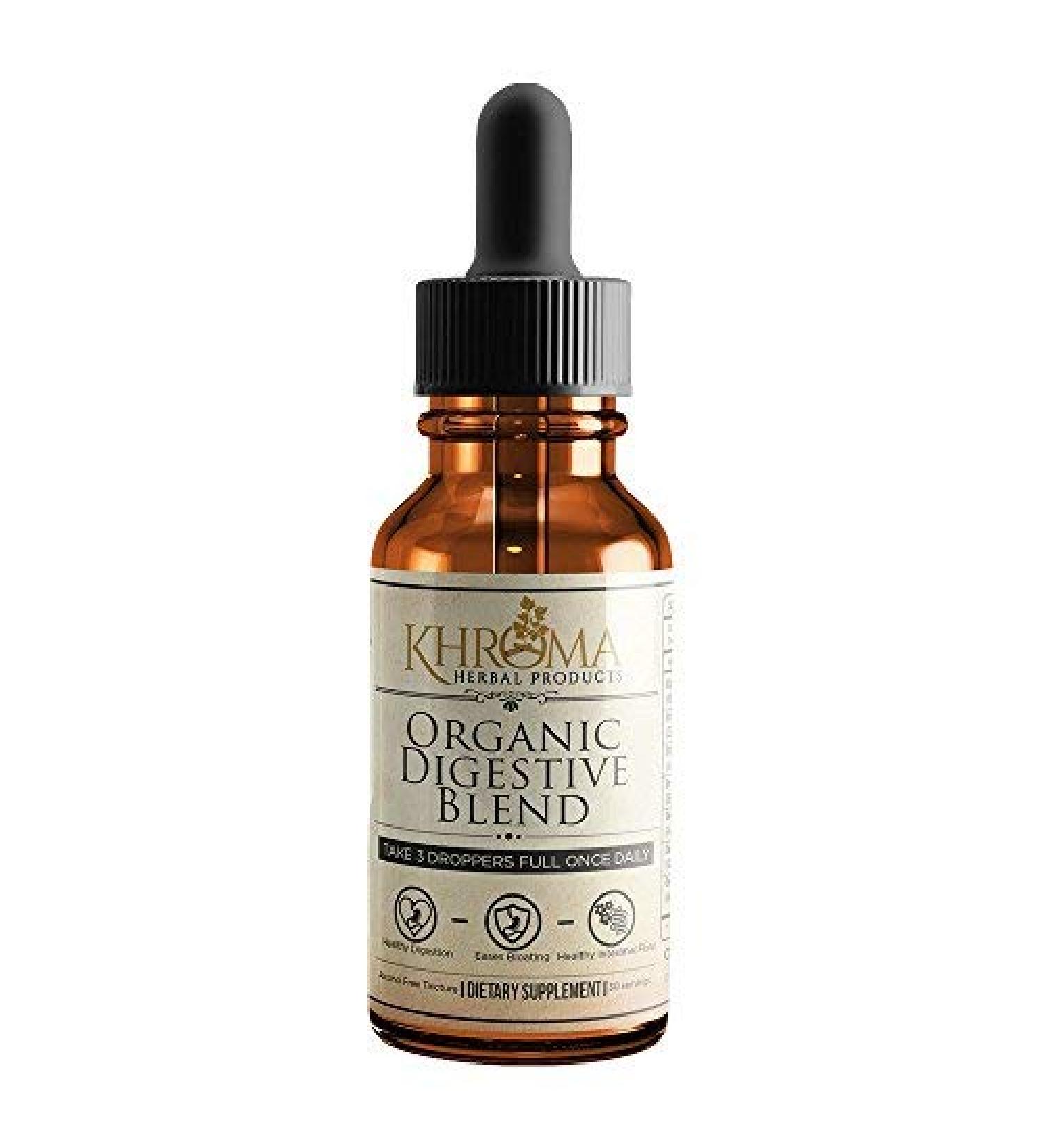 Khroma Organic Digestive Blend - 2 oz Liquid Dietary Supplement | 30 Servings Glass Bottle - Buy Online on GoSupps.com