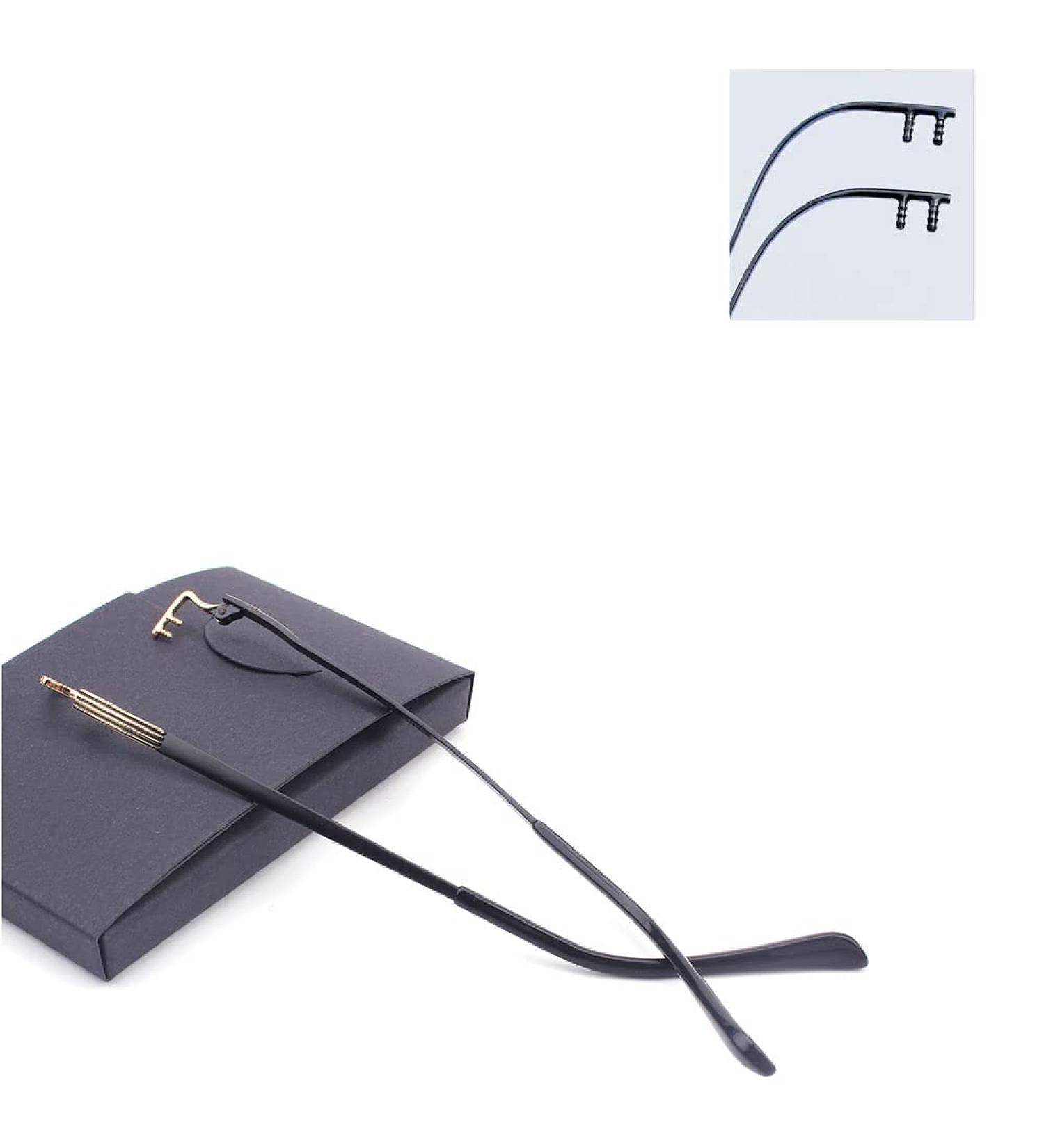 QYAJS 1 Pair Metal Frame Temples Rimless Glasses Legs Eyeglasses Replacement Temples Eyeglass Temples Glasses Legs Black / Gold Large