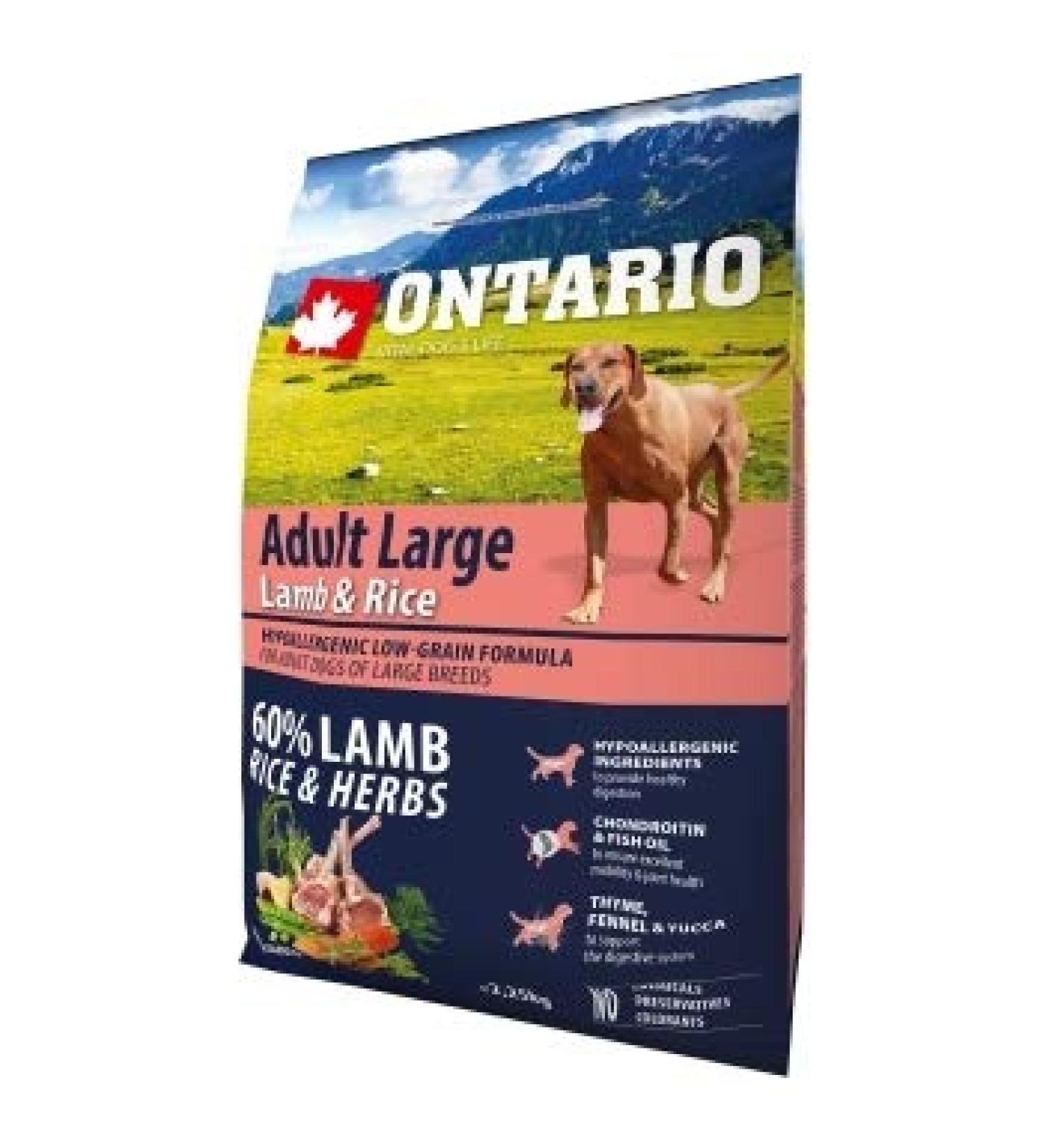 Ontario Adult Large Dog Food for Adult Dogs Large Breeds Lamb, Turkey & Rice - 2.25 kg