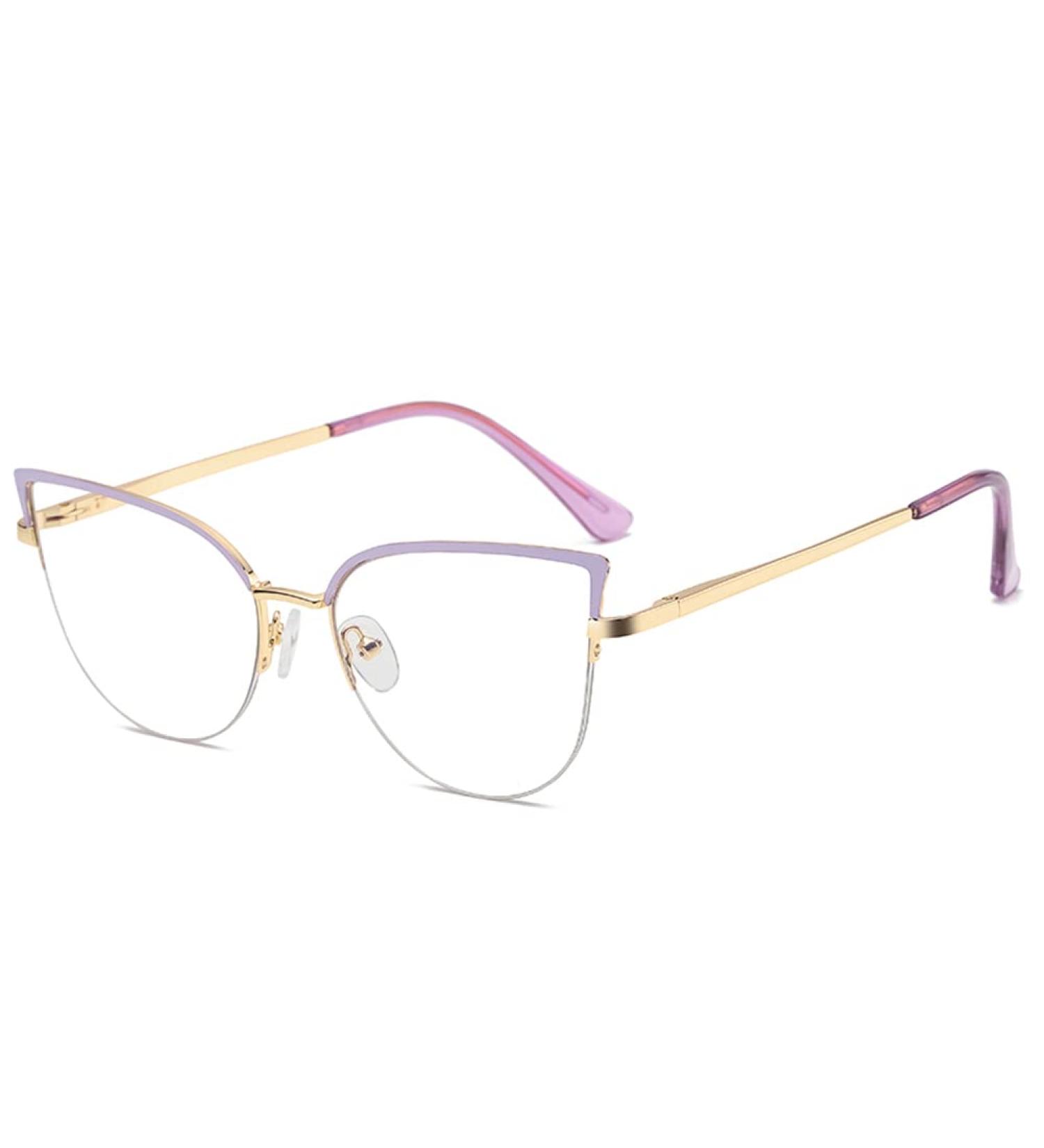 Buy Kachawoo Anti-Blue Light Glasses - Stylish Cat Eye Metal Frame for Women & Men | Prescription Ready - Gold & Purple - Buy Online on GoSupps.com
