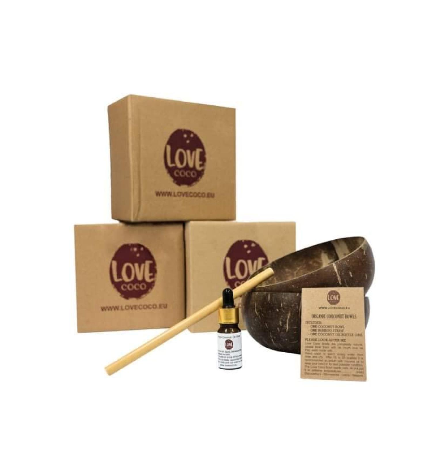 Love Coco Natural Coconut Bowl with Bamboo Straw and 10ml Coconut Oil (COC001) - Buy Online on GoSupps.com