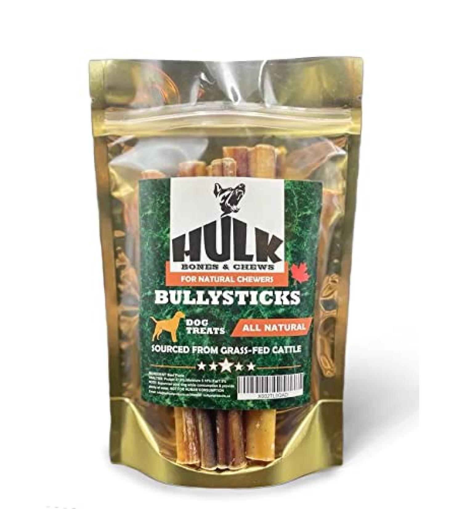 HULK s All-natural Odor Free Bully Sticks for Dogs 3 to 5-inch Sizes (225g+) Pack - 100% Free Range Grass Fed Sourced Beef Sticks for Dogs. Long Lasting Premium Graded Beef Dental Chews. Best Suited Bully Sticks for Puppies and Small Dogs. Free of Hormone - Buy Online on GoSupps.com