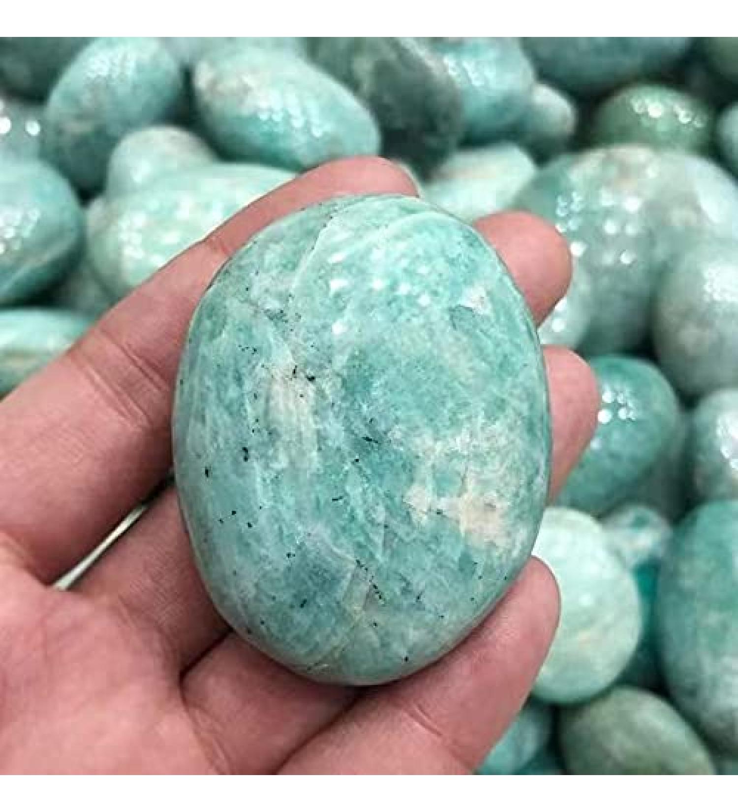 80g-120g Polished Natural Amazonite Tumbled Stones Crystal Palm Stone 1pc - Buy Online on GoSupps.com