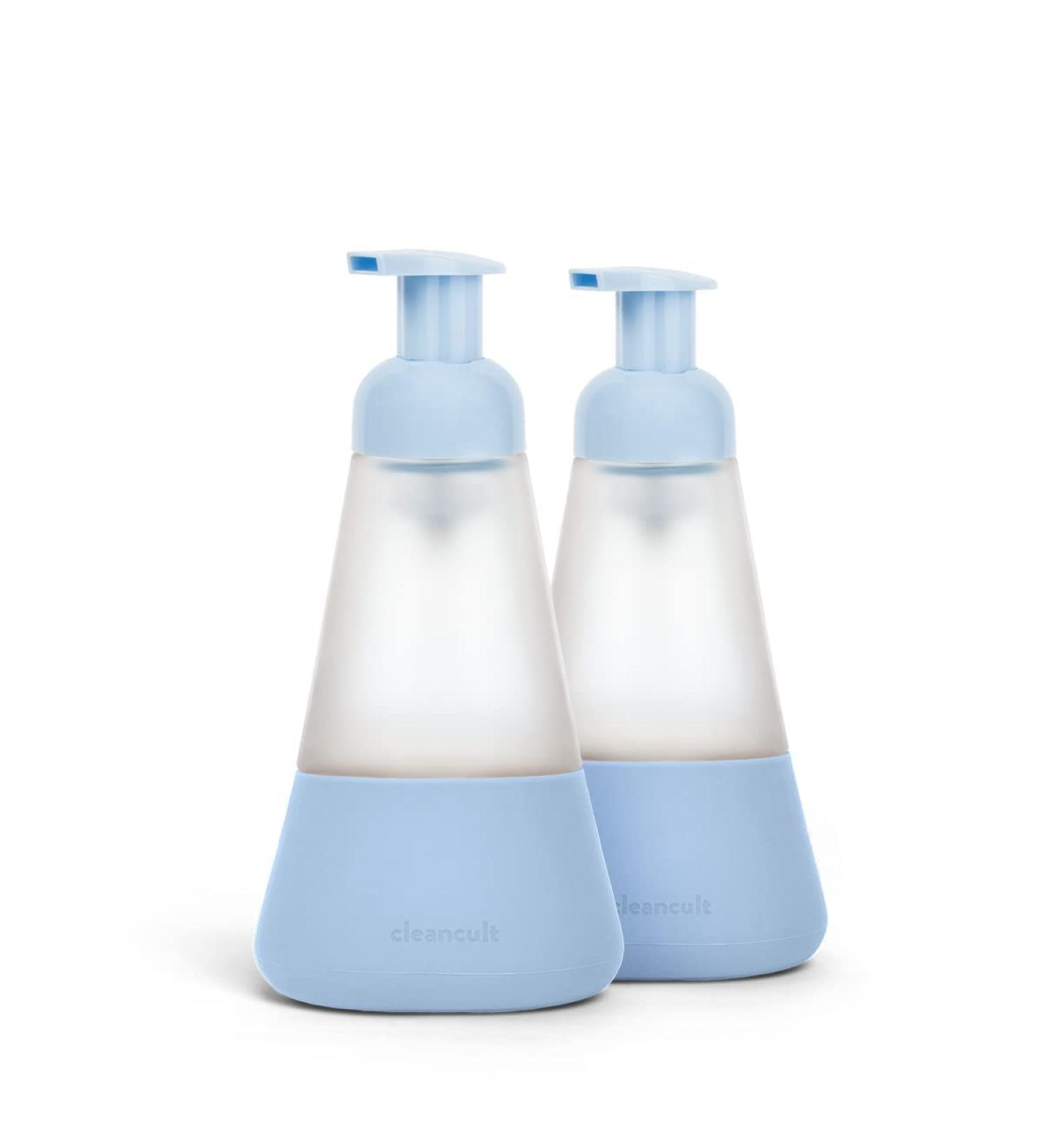 Cleancult Foaming Hand Soap & Hand Sanitizer Dispenser - 2 Pack, Refillable Glass Container, Shatter Resistant, Non-Slip Grip - Matte Frosted Finish, Kitchen & Bathroom Sink - Periwinkle - Buy Online on GoSupps.com