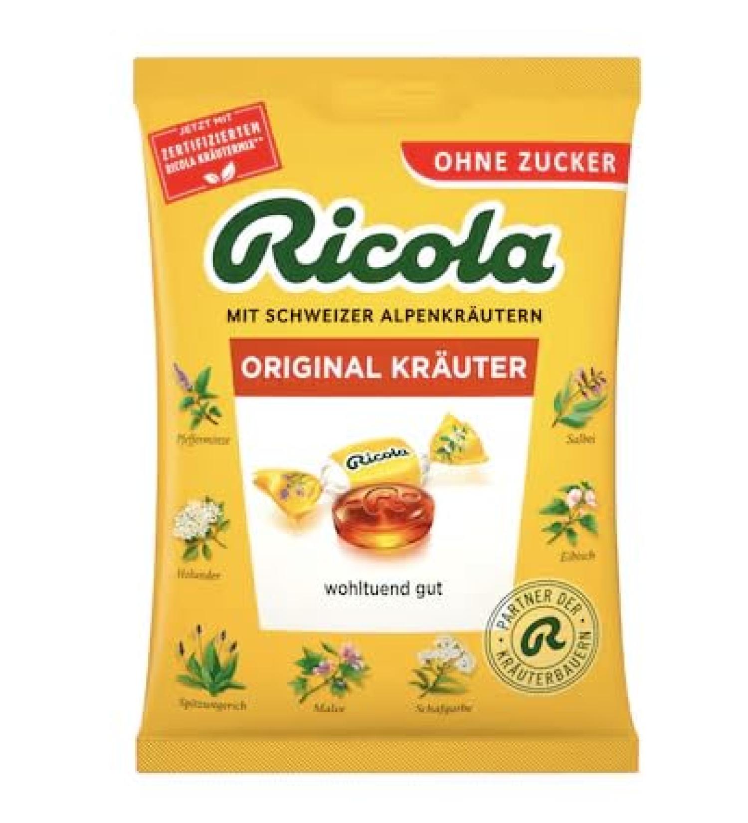 Original Kr uter - Bonbons suisses aux herbes confiserie traditionnelle au go t frais et agr able recette originale suisse paquet familial - Compatible avec Ricola - 75g