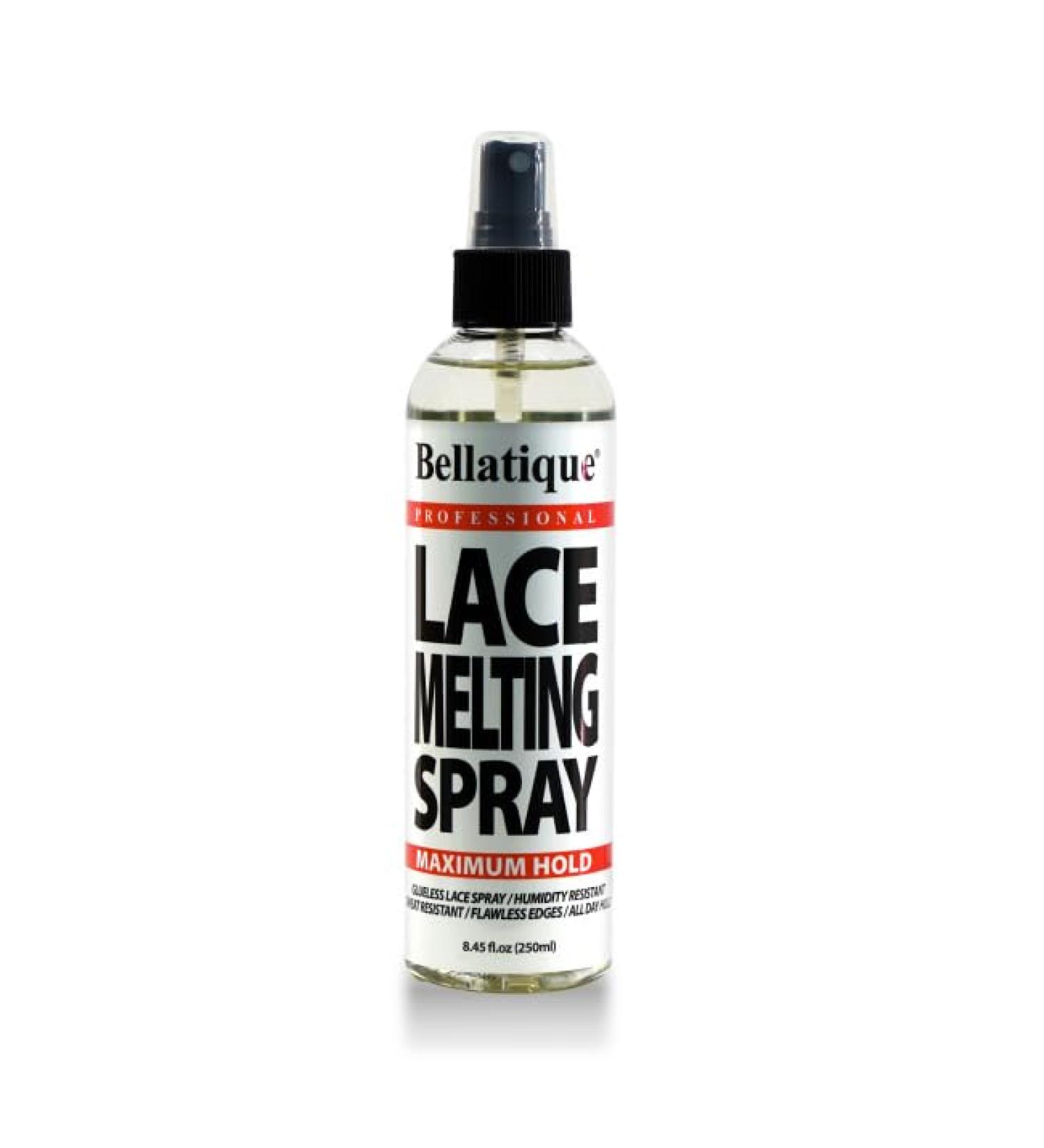 Lace Melting Spray (8.45 oz) - Maximum Hold. Flawless Edges Quick & Easy Fast Drying Humidity Resistant Sweat Resistant All Day Hold Quick Drying Flake Free Easily Removed. 8 oz - Buy Online on GoSupps.com