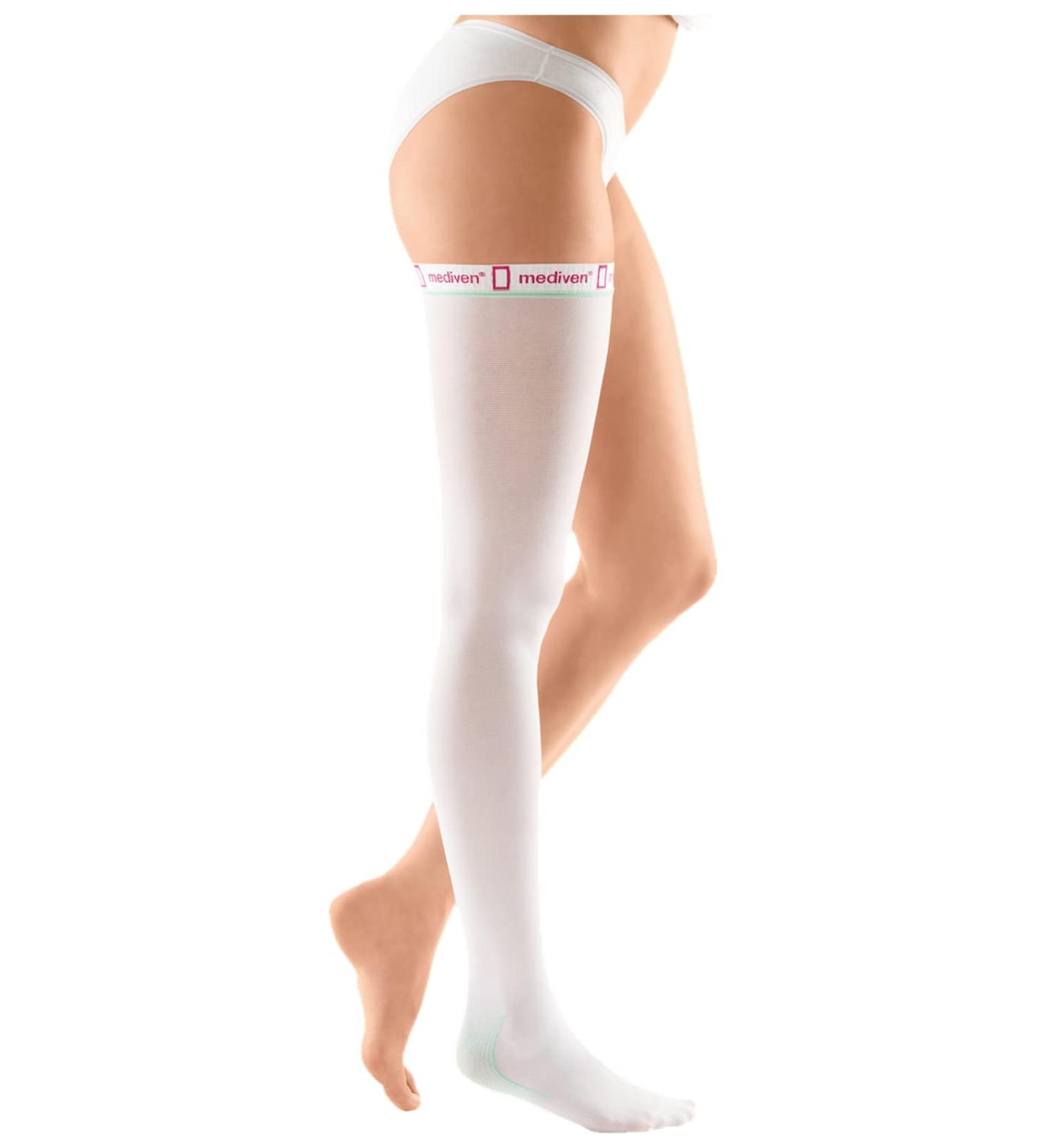 Buy Medive Thrombexin 18 Thigh Stocking | Medical Thrombosis Prophylaxis | 18 mmHg Compression | Size L | Unisex | White - International Shipping Available - Buy Online on GoSupps.com