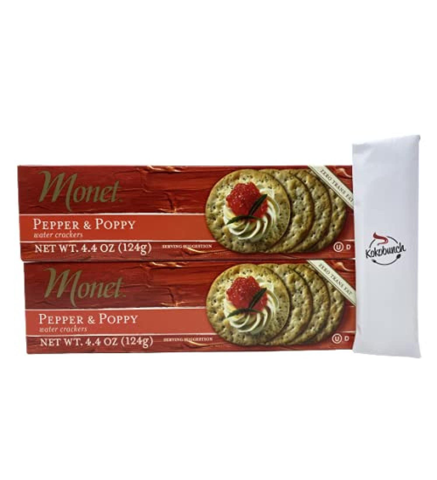 Monet Cracker Water Pepper & Poppy - Zero Trans Fat Thins with Kokobunch Kit | 2 Pack - 4.4 oz - Buy Online on GoSupps.com