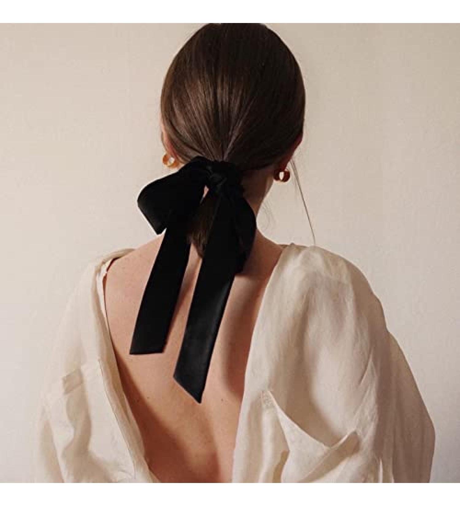 School Hair Streamer Hair Bobbles Girls Hair Accessories Ponios Ponytail Holder For Curly Hair And Thick Hair Black Hair Bows with Band For Outfit Uniform (A) - Buy Online on GoSupps.com