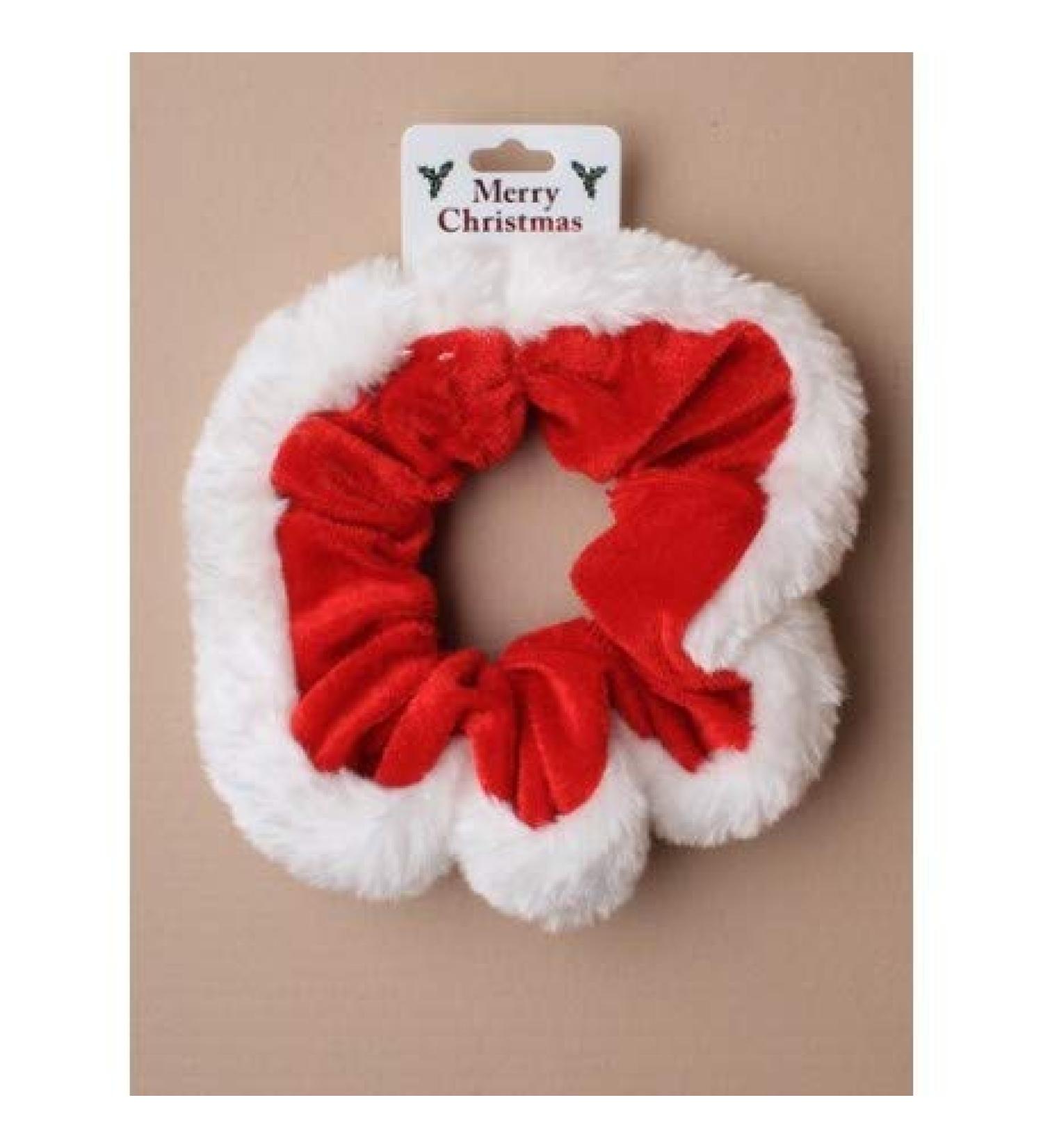Christmas plush elastic hair tie red / white