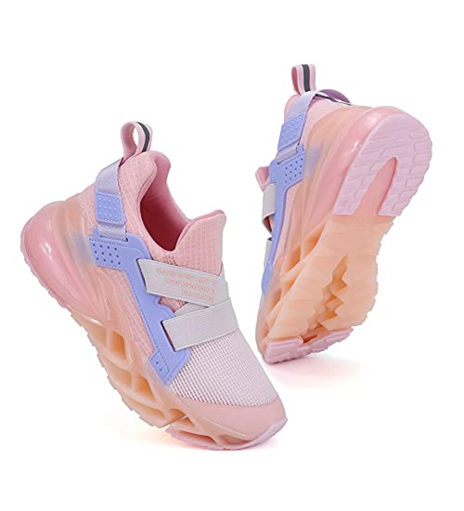 Coolloog Kids Sneakers - Lightweight Breathable Sport Shoes for Boys and Girls | Orange Pink - Size 1 Big Kid - Buy Online on GoSupps.com