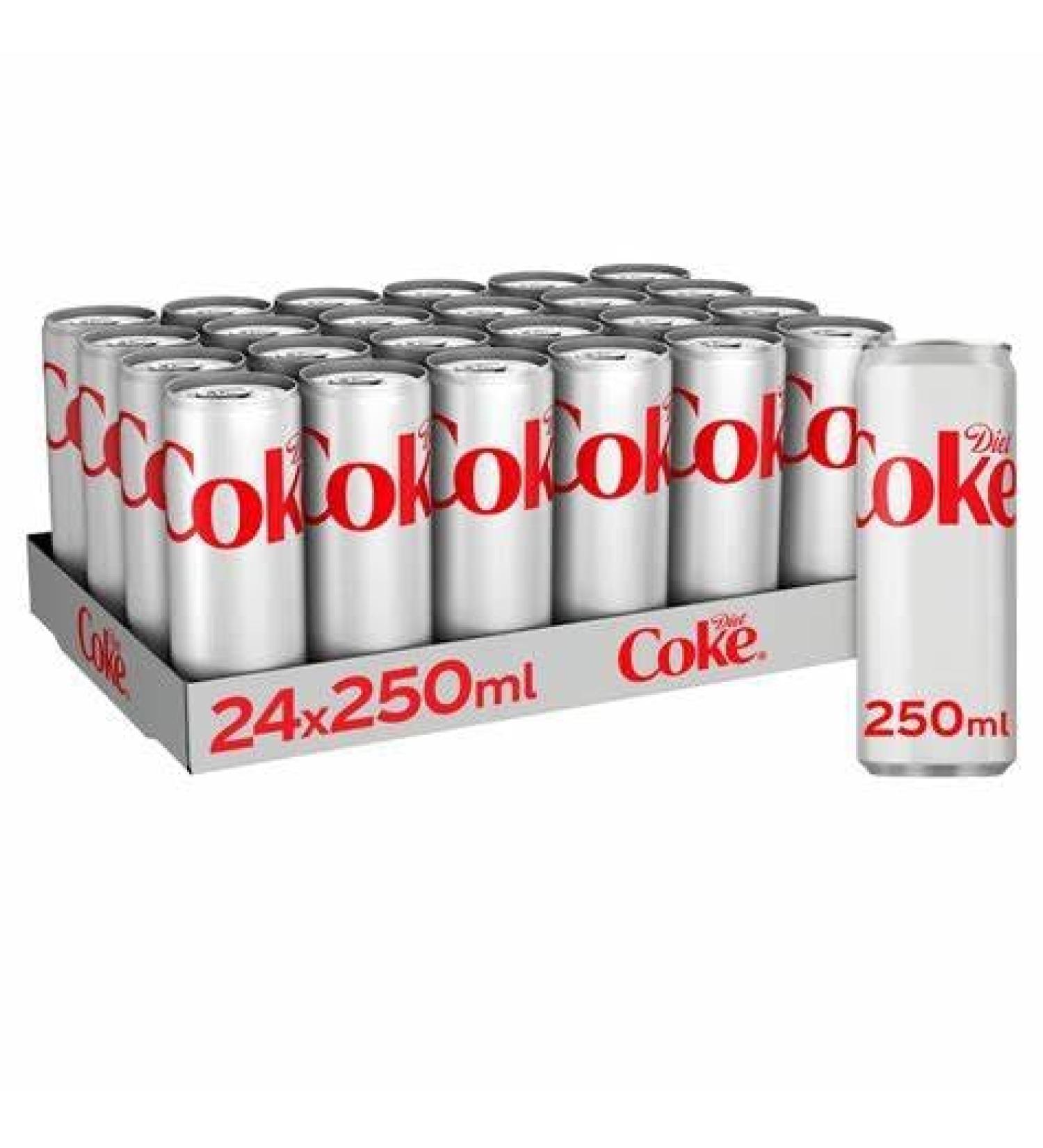 Diet Coke Slim and Sleek Cans 250ml (24) - Buy Online on GoSupps.com