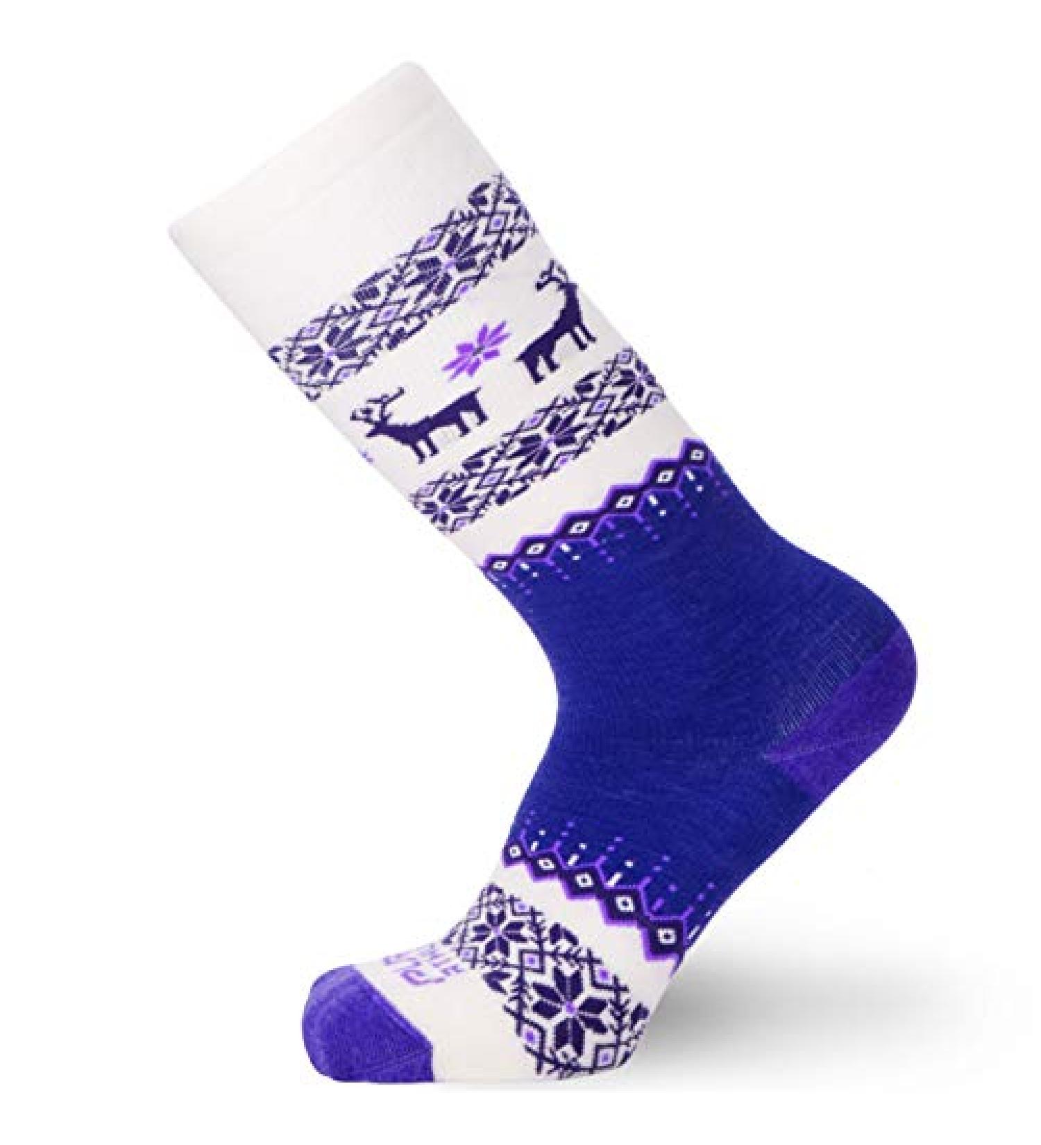 Pure Athlete Kids Merino Wool Ski Socks - Dark Purple/White - 1 Pair, Boys/Girls Snow Sock for Snowboard, Children Small-Medium - Buy Online on GoSupps.com
