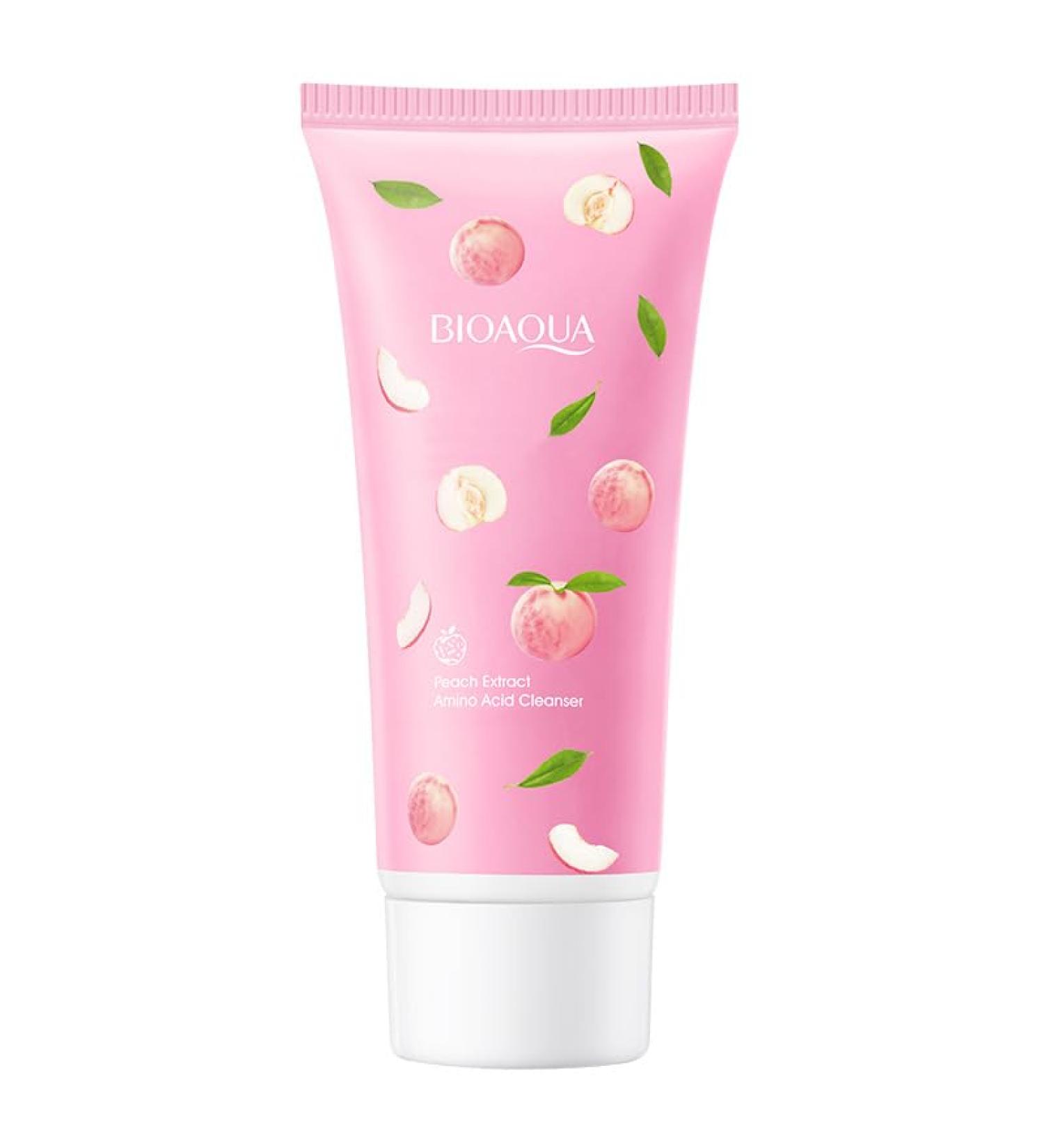 BIOAQUA Peach Cleanser Foam Amino Acid Clarifying Facial Skin Cleansing 100g / 3.53oz - Buy Online on GoSupps.com