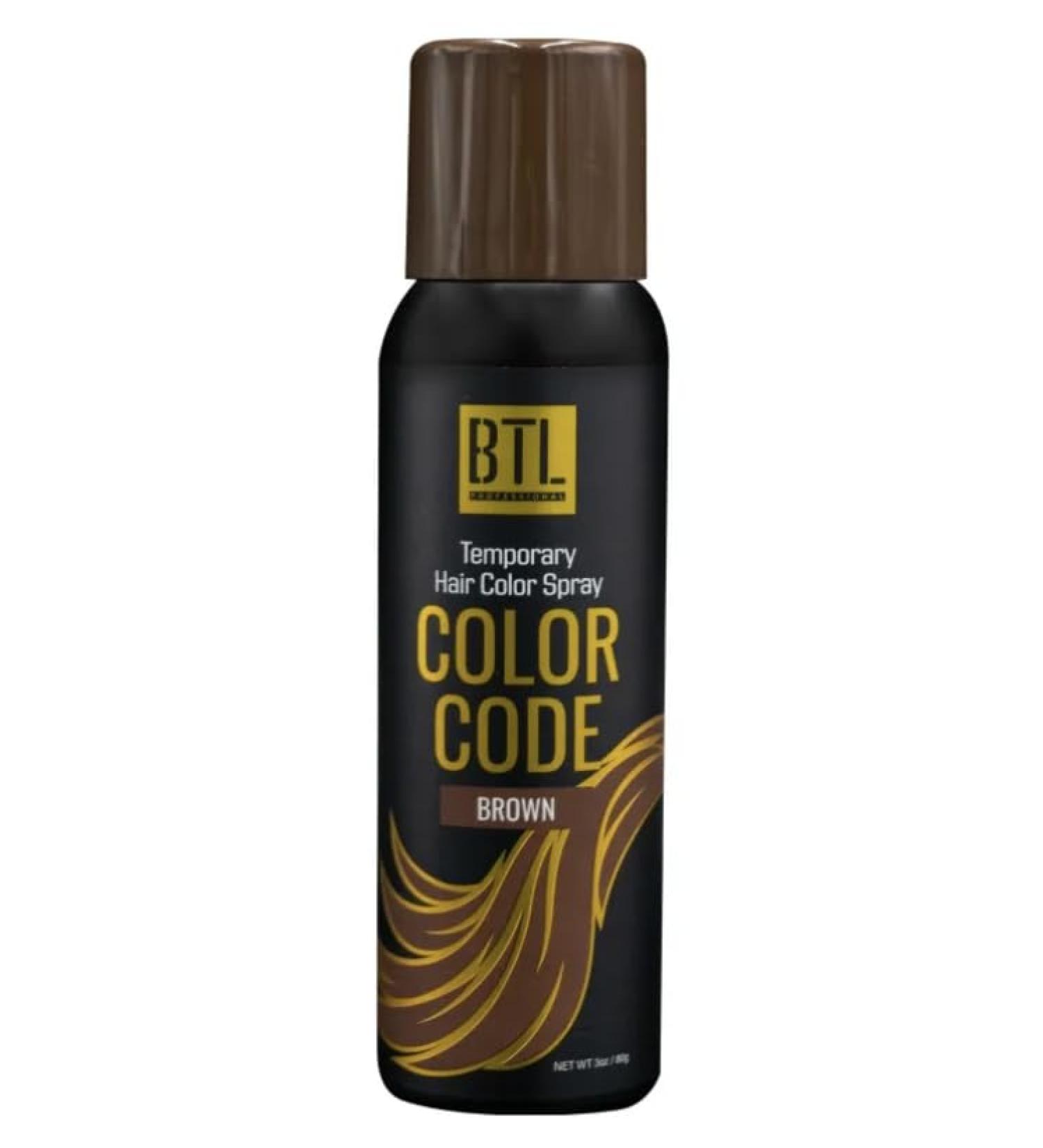 BTL Color Code Temporary Hair Color Spray-On! Vibrant & Easy to Wash | Fast Drying (3oz/80g) (Brown 3oz/80g) Brown 3 Ounce (Pack of 1) - Buy Online on GoSupps.com