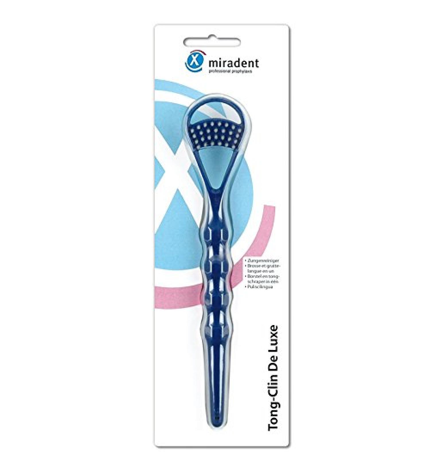 Miradent Tong-Clin de Luxe Tongue Cleaner Blue 2-Pack | Effective Oral Care & Fresh Breath | International Shipping Available - Buy Online on GoSupps.com